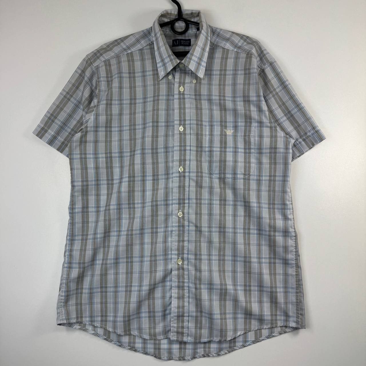 Armani AJ Armani Jeans Short Sleeve Plaid Shirt Beige Check Size L Size US L / EU 52-54 / 3 - 1 Thumbnail