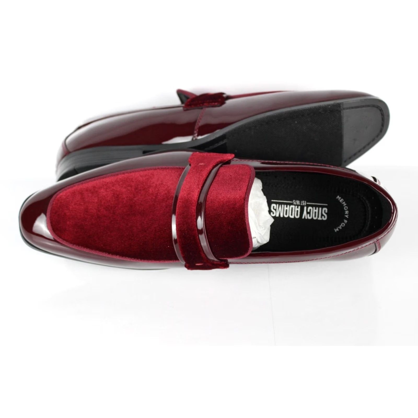 Stacy Adams Stacy Adams Spratley Moc Toe Saddle Slip On 10.5 M Burgundy Memory Foam Mens Dress Oxford Shoes Size US 11 / EU 44 - 3 Thumbnail