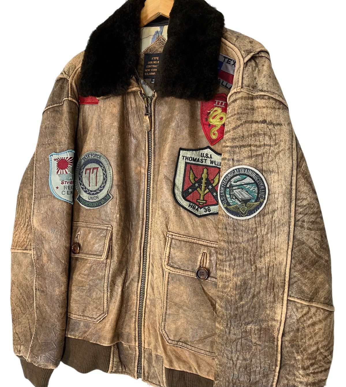 Vintage Vintage Military USAF US Army Bomber Flight Leather Jacket Size US XL / EU 56 / 4 - 2 Thumbnail