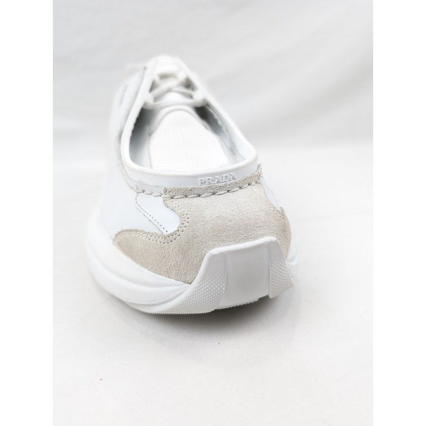 Prada o1rshd1 Brushed Leather Sneakers Bike Fabric Suede in White Size US 11 / EU 44 - 5 Thumbnail