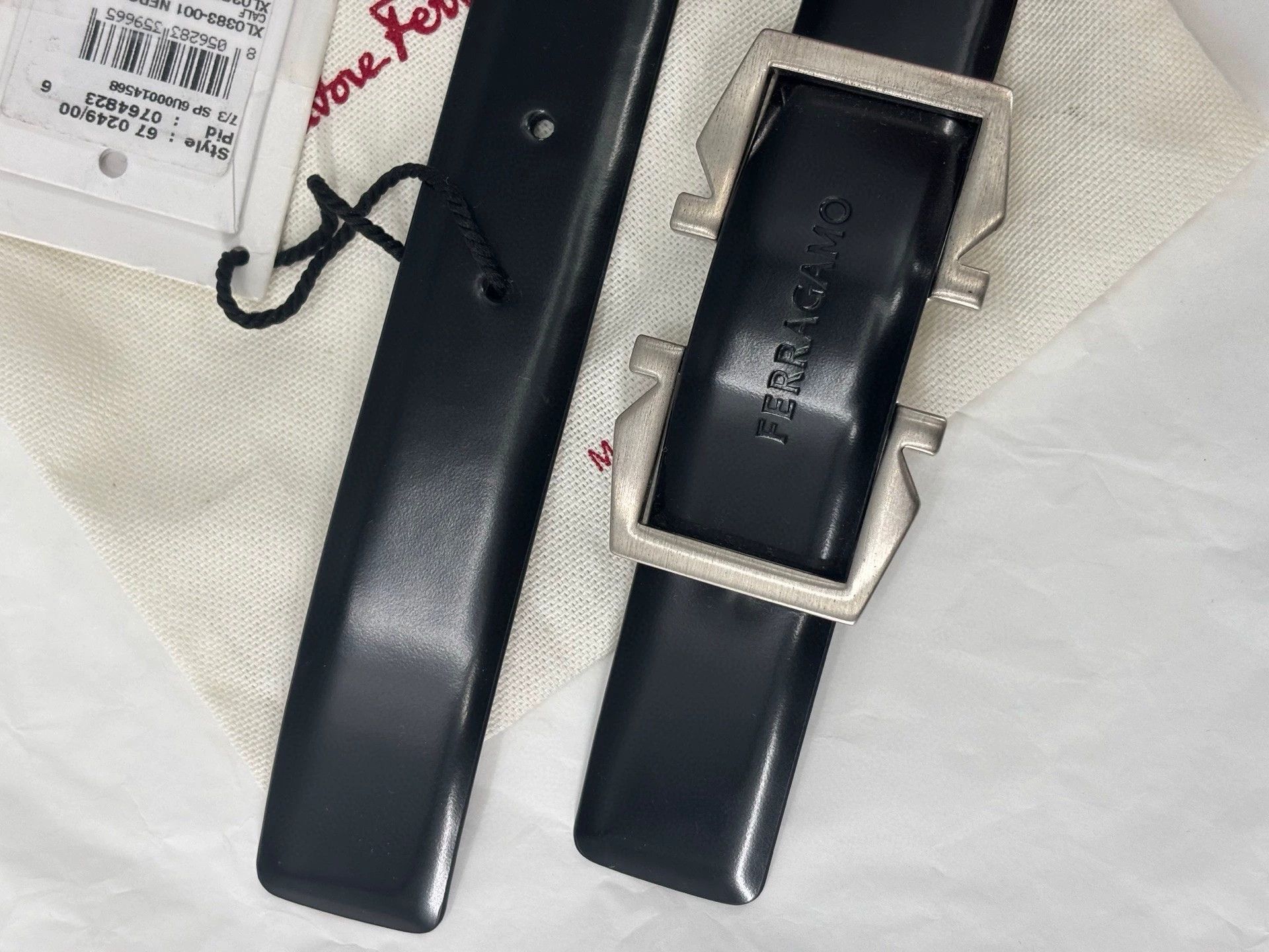 Vintage Ferragamo Men's Black Leather Belt Sale Size ONE SIZE - 4 Thumbnail