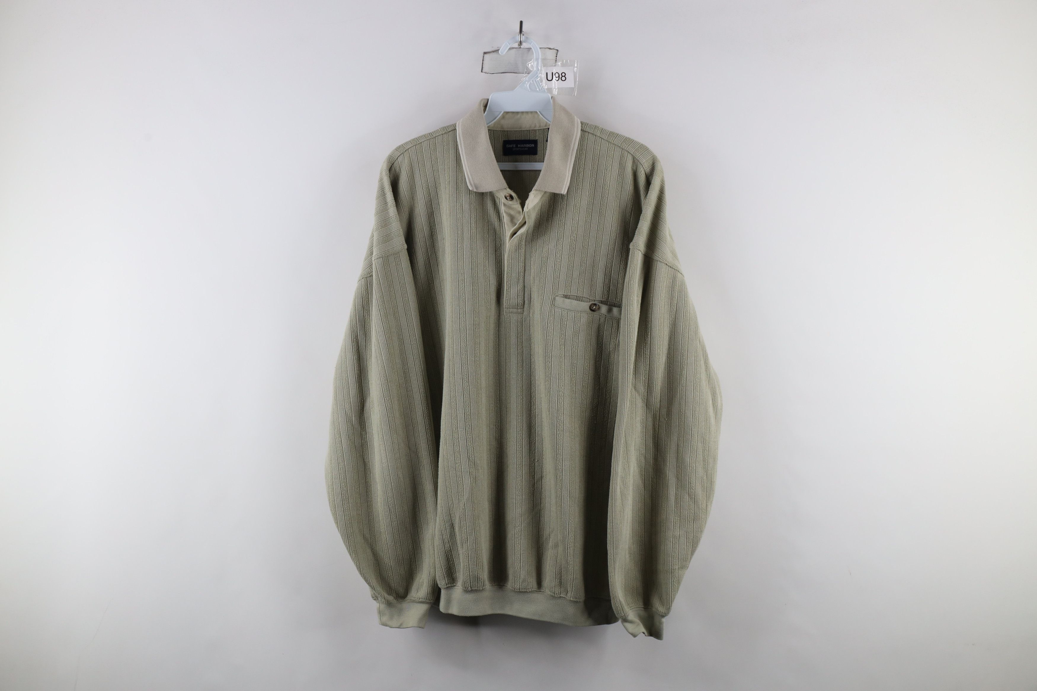 Vintage Vintage 90s Streetwear Ribbed Knit Long Sleeve Pullover Polo Size US L / EU 52-54 / 3 - 1 Thumbnail