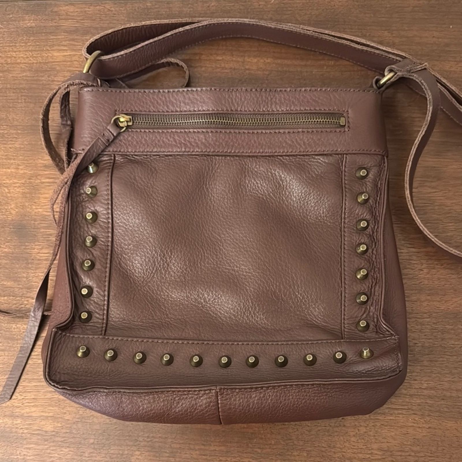 Lucky Brand Lucky Brand Dixie Brown Leather Studded Crossbody Purse Size ONE SIZE - 2 Thumbnail
