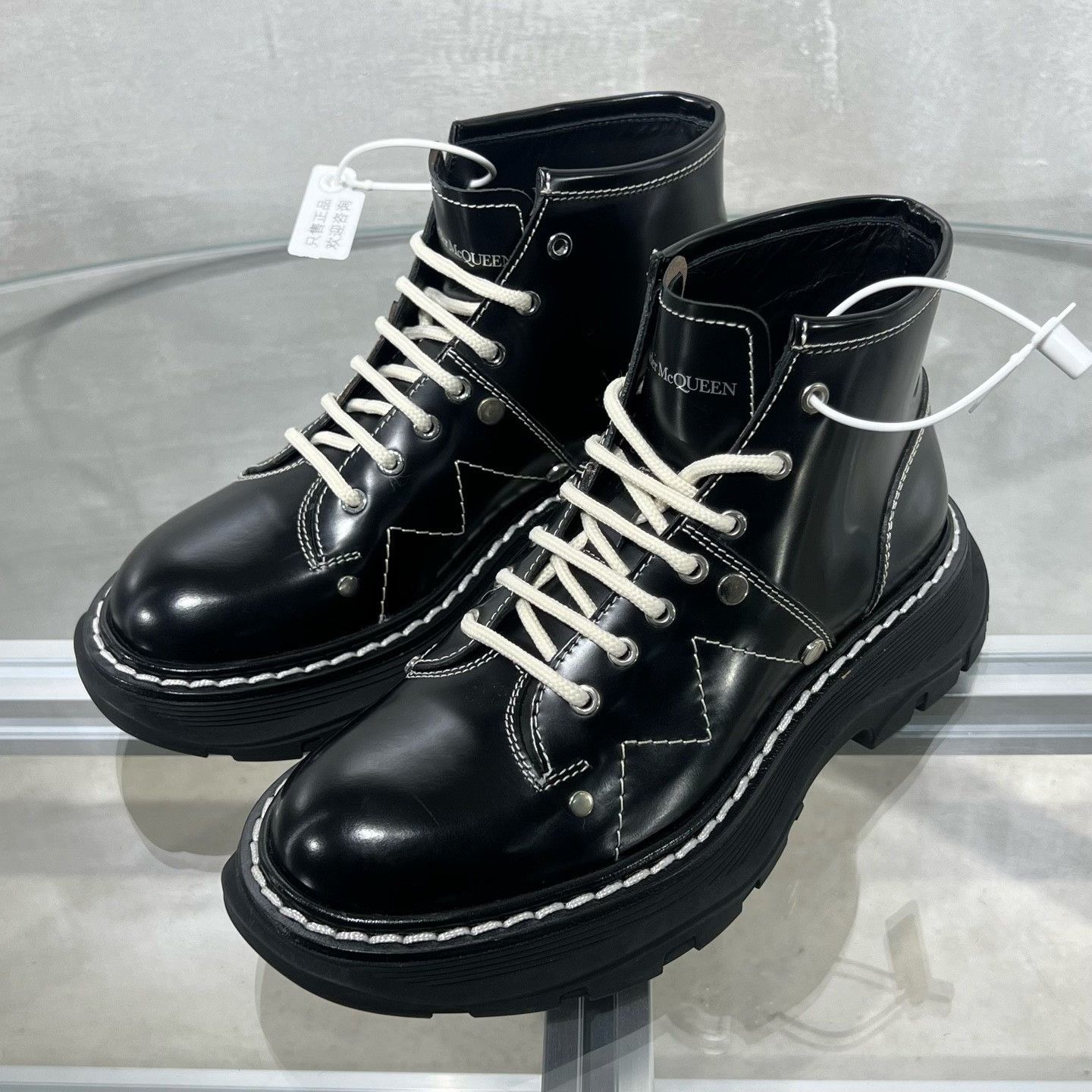 Alexander McQueen ALEXANDER MCQUEEN Tread Black Short Boots| Size US 4.5 / IT 34.5 - 1 Thumbnail