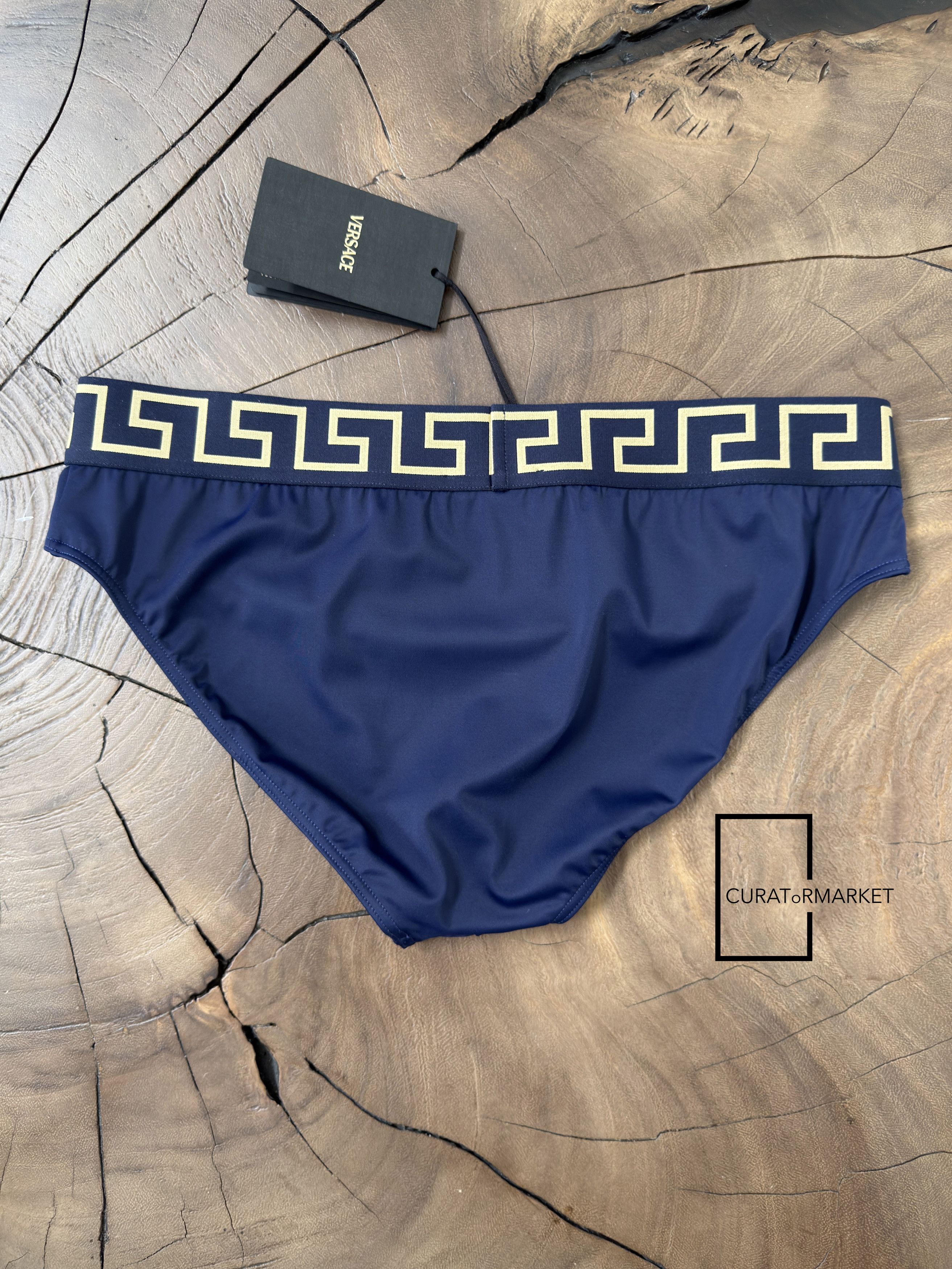 Versace Size 7 Navy Mainline Greca Key Medusa Swim Essential Briefs Size US 38 / EU 54 - 6 Thumbnail