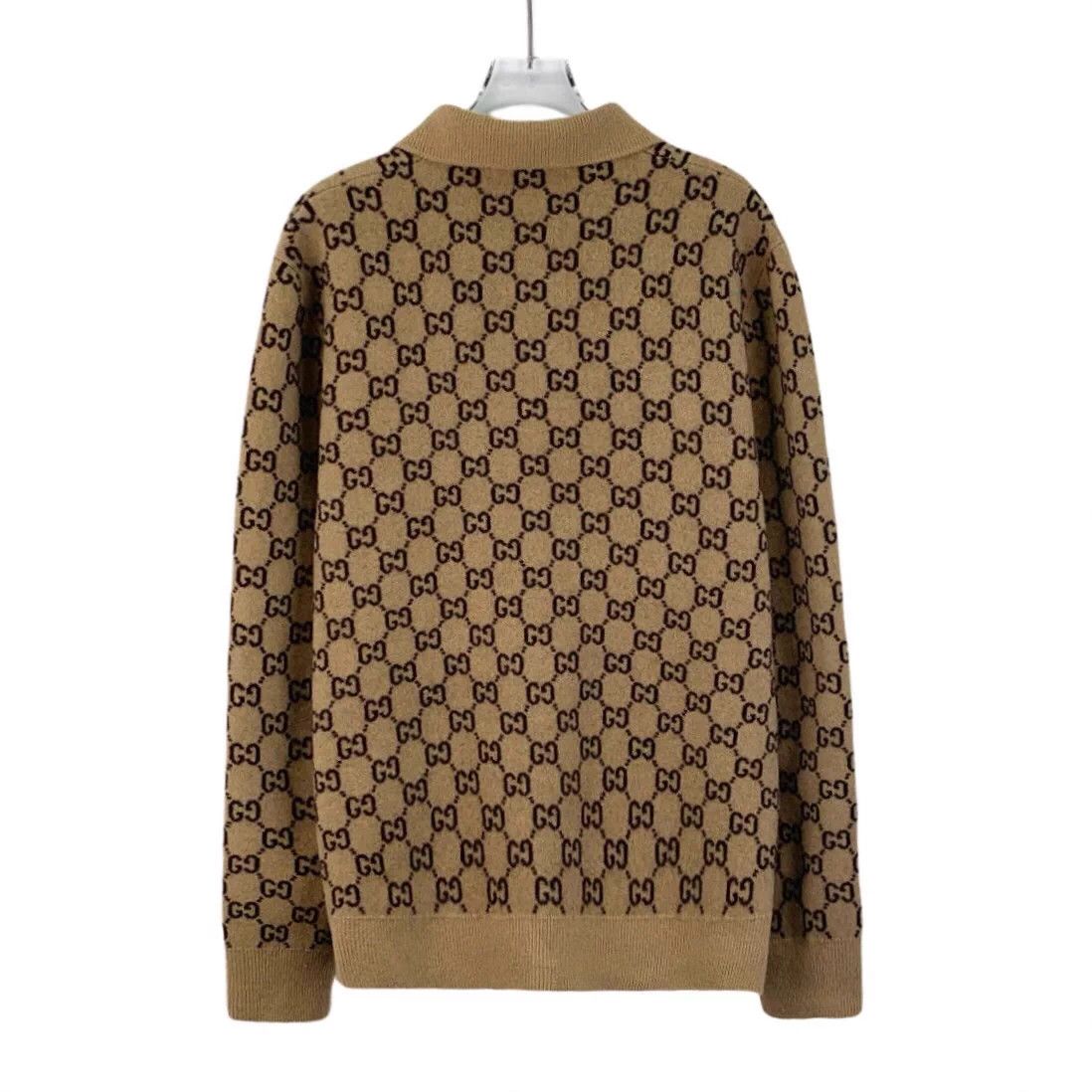 Gucci Gucci Brown Logo Jacquard Wool Cardigan M Size M / US 6-8 / IT 42-44 - 2 Thumbnail