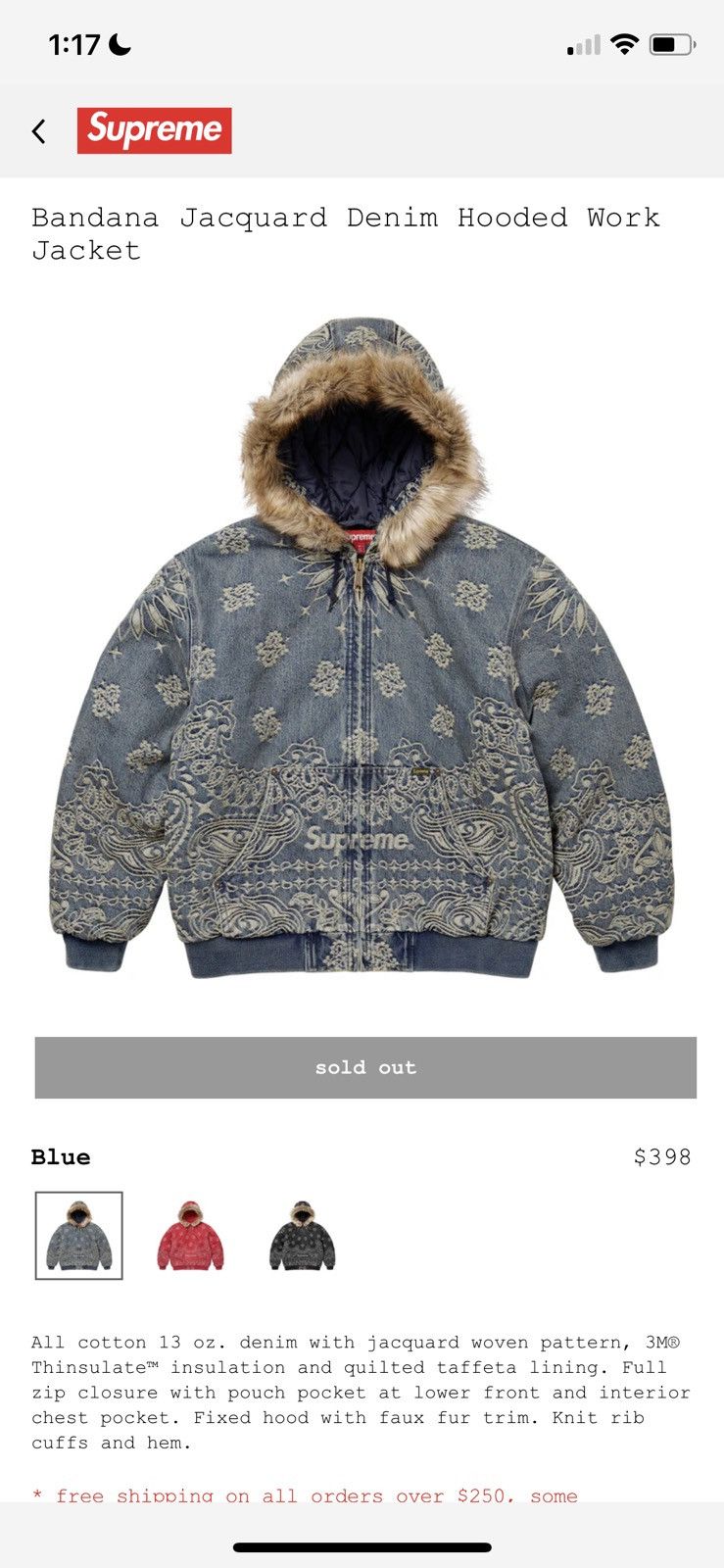 ジャケット・アウター Bandana Jacquard Denim Hooded WorkJacket Spring/Summer 2025 Preview – Supreme
