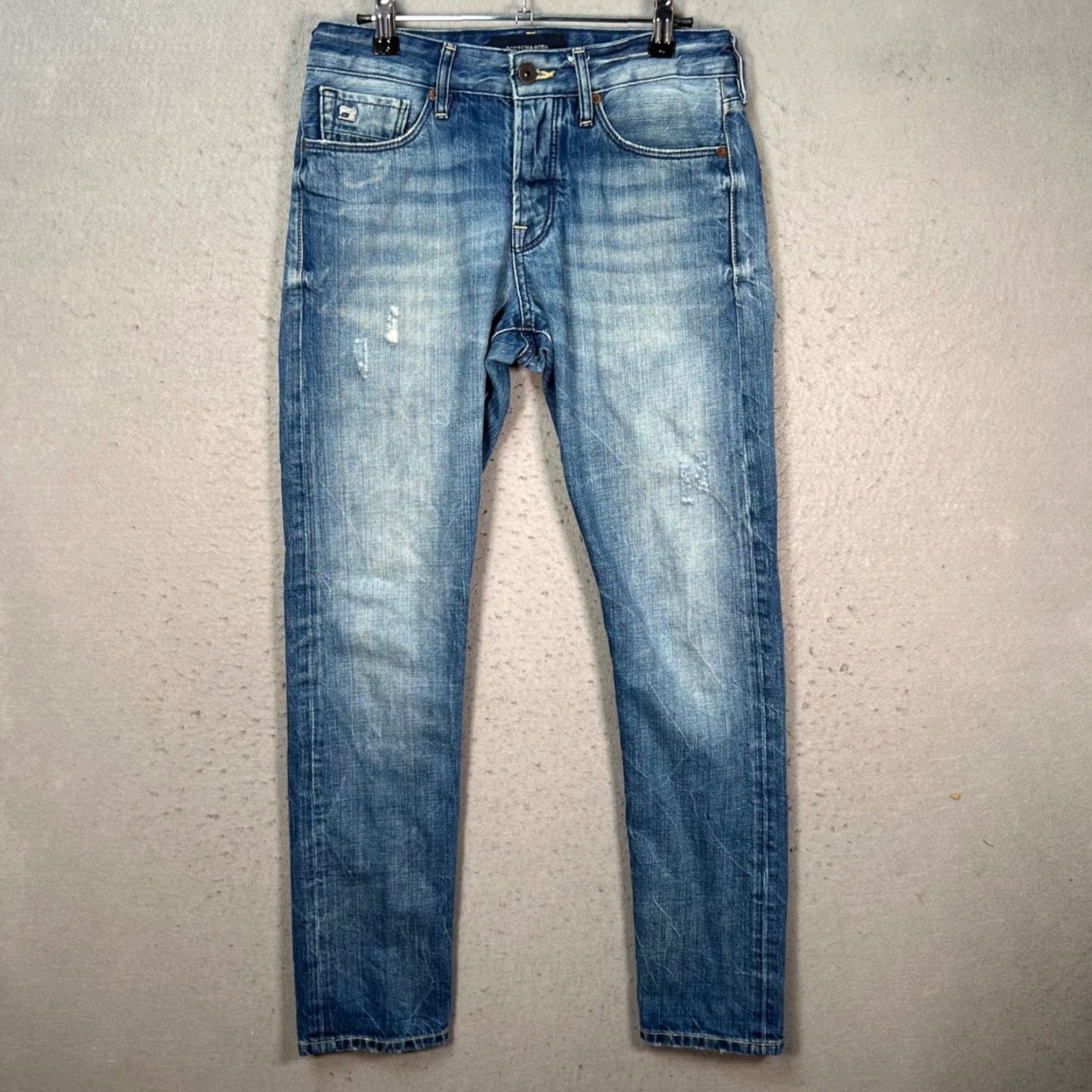 Scotch & Soda Scotch & Soda Jeans Ralston Slim Fit 5-Pocket Denim Blue Distressed 28x30 Mens Regular Size XS-? Size US 28 / EU 44 - 2 Thumbnail