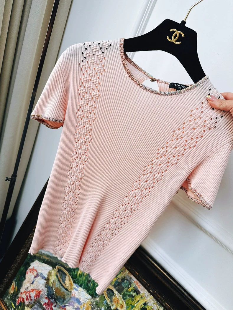 Chanel Chanel Orange pink hollow bean rolled edge knitted short s Size XS / US 0-2 / IT 36-38 - 1 Thumbnail