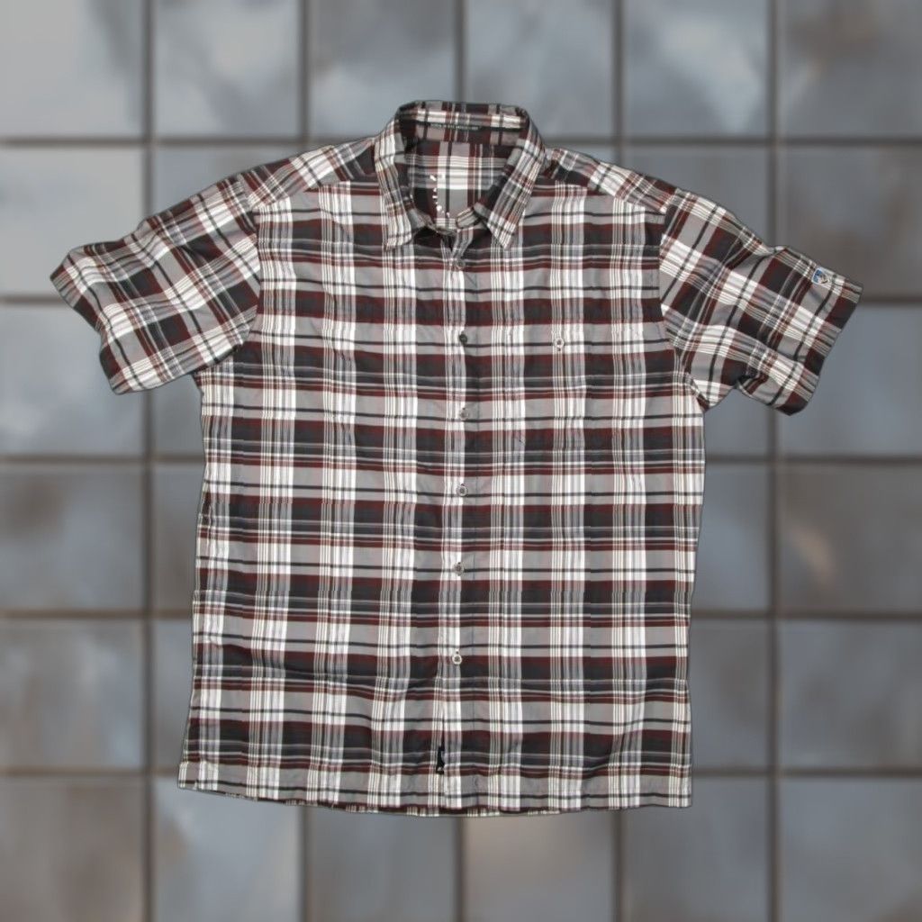 Logo 7 VINTAGE Kuhl Men's Shirt Casual Short Sleeve Plaid Button Up Red Cotton Outdoor Hiking Recreation L Size US L / EU 52-54 / 3 - 1 Thumbnail