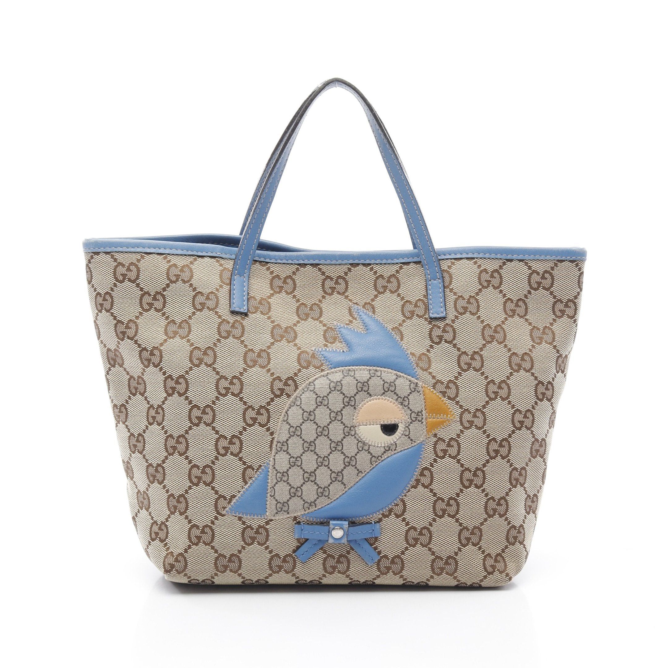 Gucci Gucci Children'S Zoo Papagallo Gg Canvas Handbag Tote Bag Leather Beige Blue Multicolor Size ONE SIZE - 1 Thumbnail