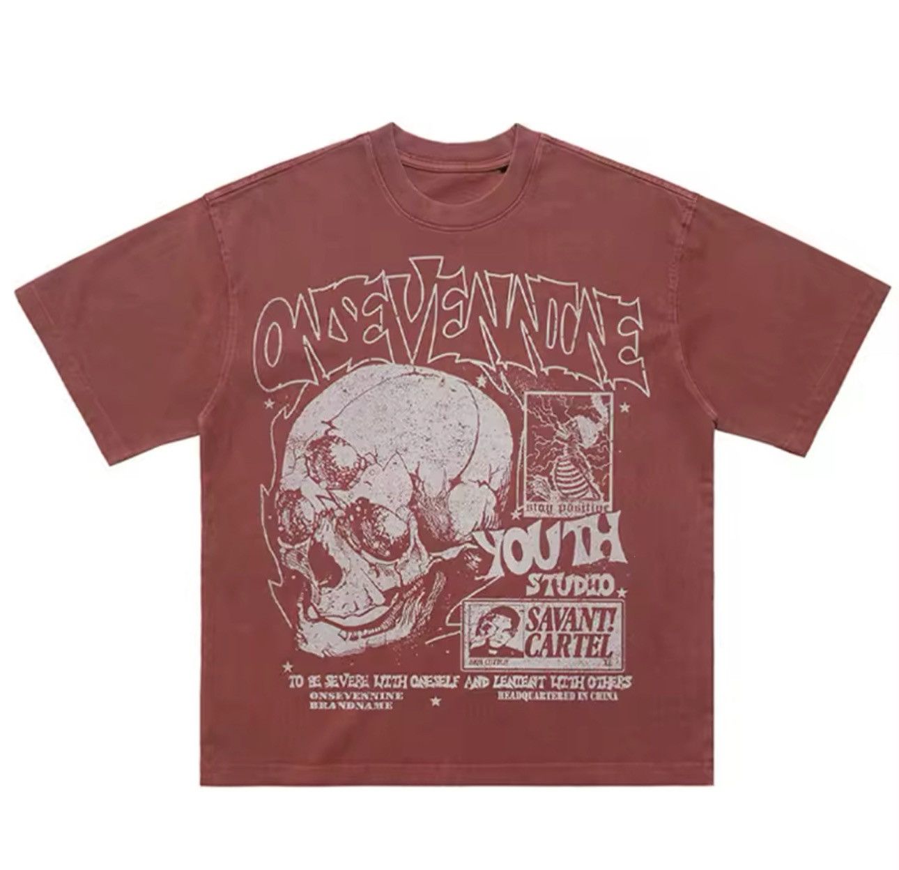 Other Streetwear Gothic Skull Loose Washed Vintage T Shirt Size US XL / EU 56 / 4 - 1 Thumbnail