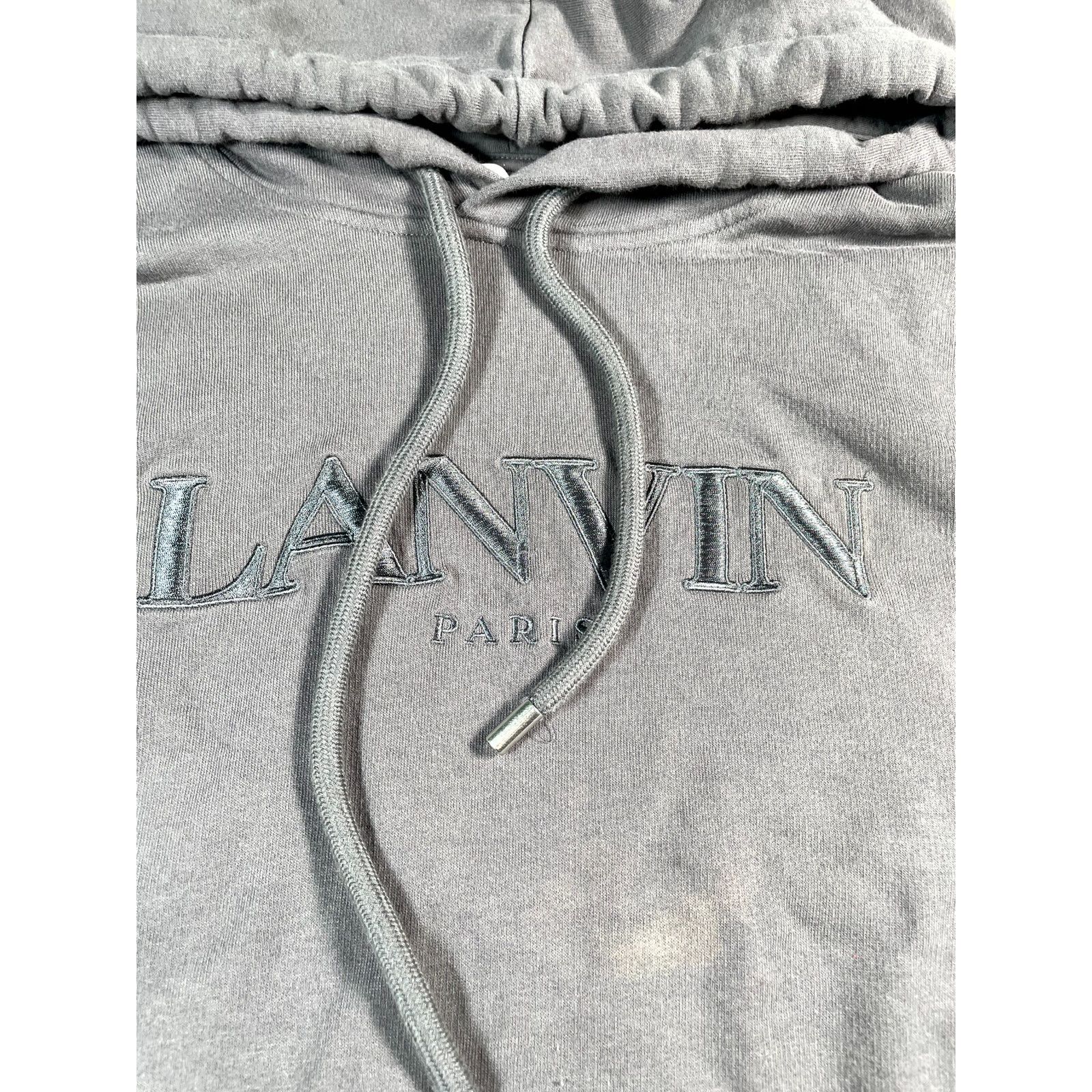 Lanvin Lanvin Stone Embroidered Logo Grey Hoodie Size US XL / EU 56 / 4 - 2 Thumbnail