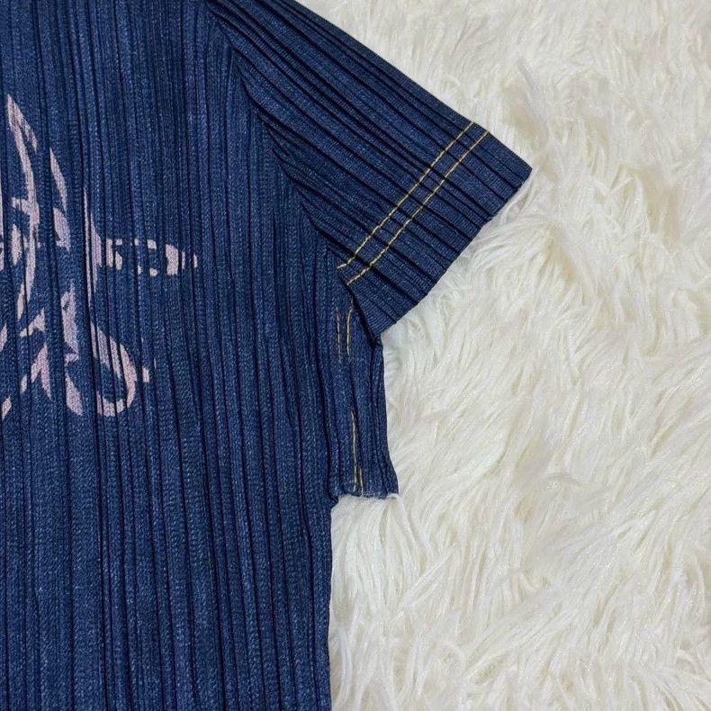 Issey Miyake Issey Miyake size:3 Blue pleated note short-sleeved shirt Size XS / US 0-2 / IT 36-38 - 3 Thumbnail