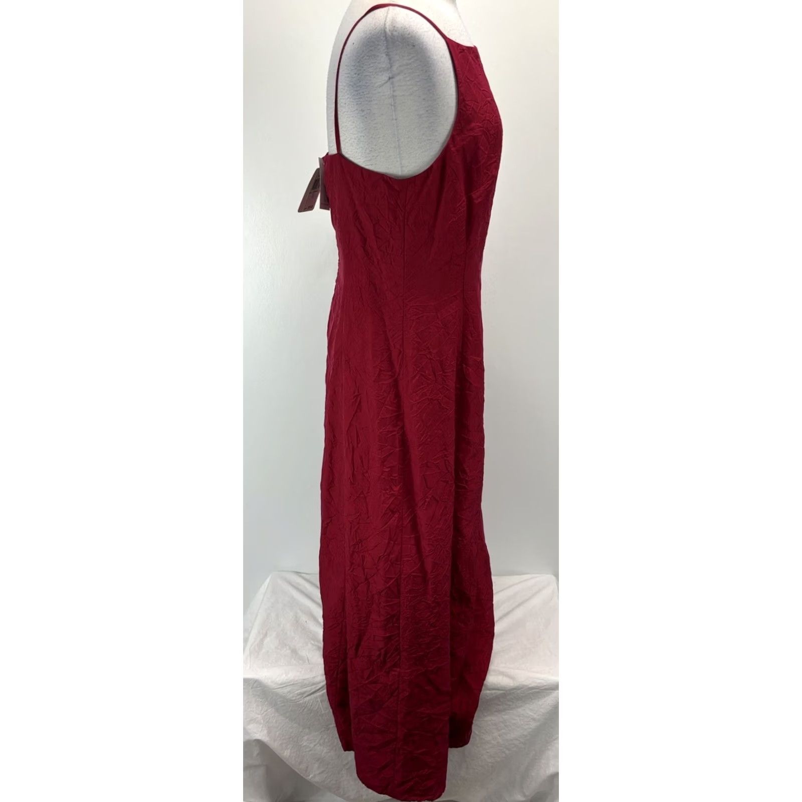 Vintage VINTAGE INC 100% Silk Maxi Dress Gown Women’s 12 Red Crinkled Silk Whimsigoth Fairy Dress Size XL / US 12-14 / IT 48-50 - 4 Thumbnail