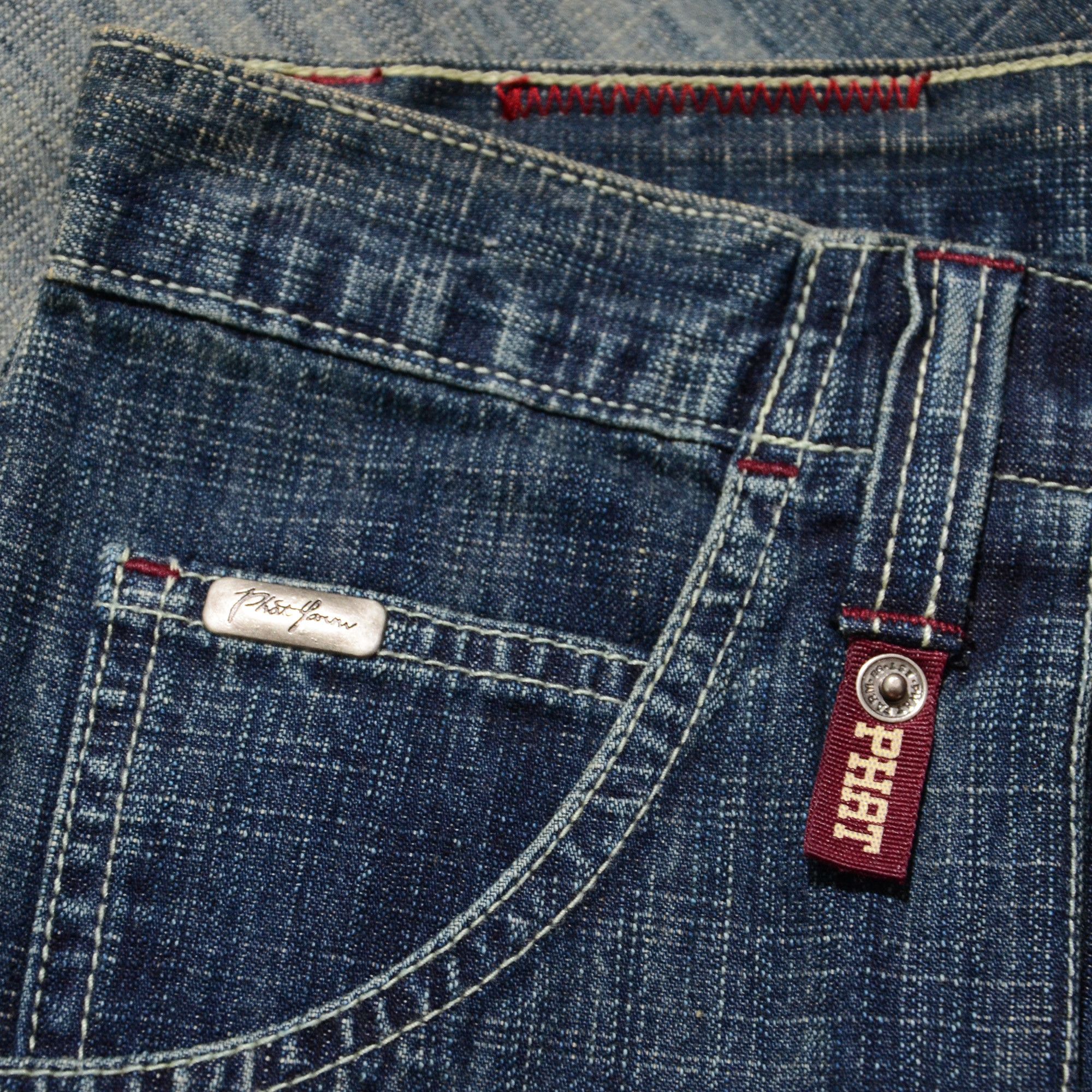 Phat Farm [Folded Color Stain] PF Rare Cargo Denim 90s Streetwear Size US 30 / EU 46 - 8 Thumbnail