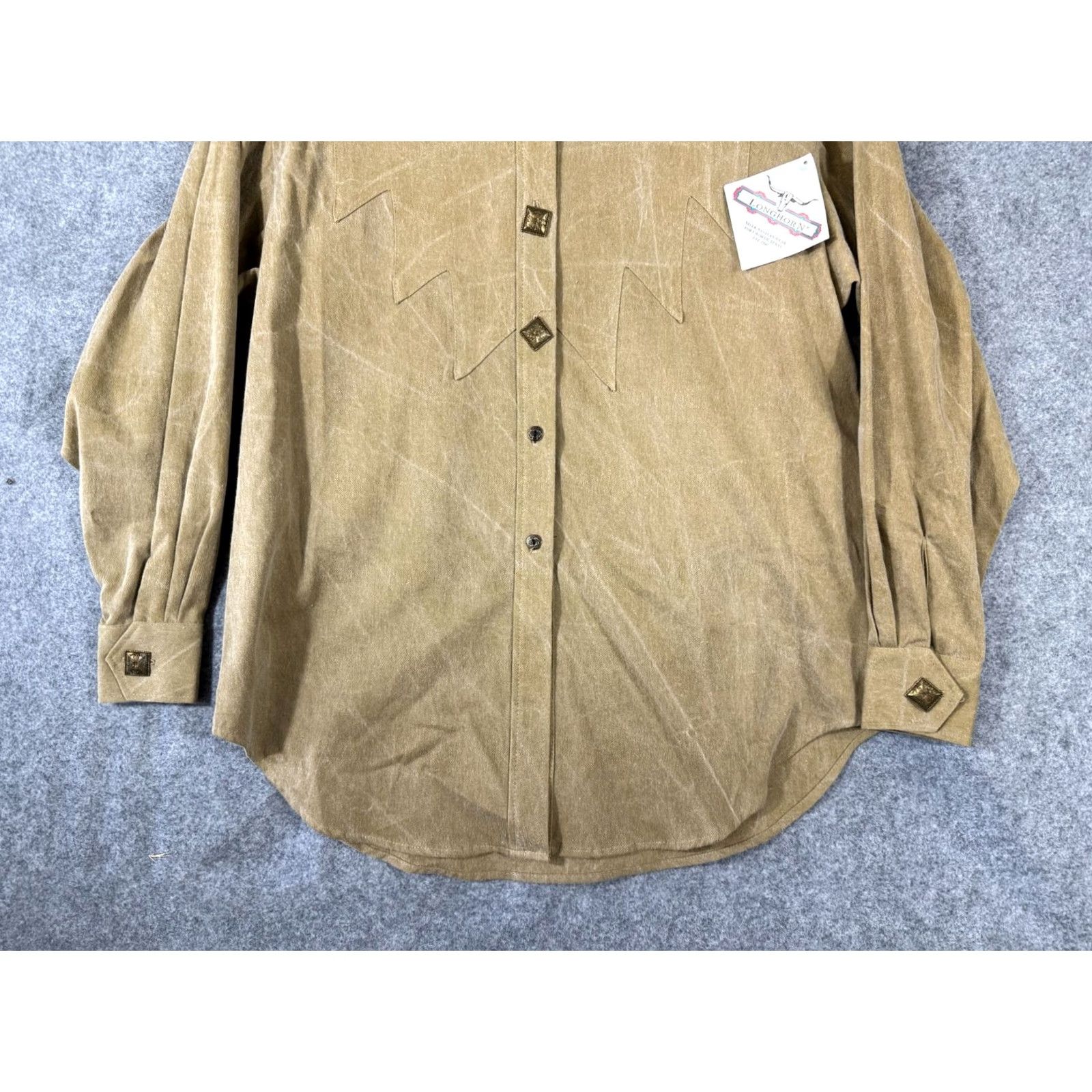 Vintage VINTAGE Longhorn Niver Western Wear Shirt Womens Small Beige Metal Buttons Long Sleeve Cowgirl Size S / US 4 / IT 40 - 4 Thumbnail