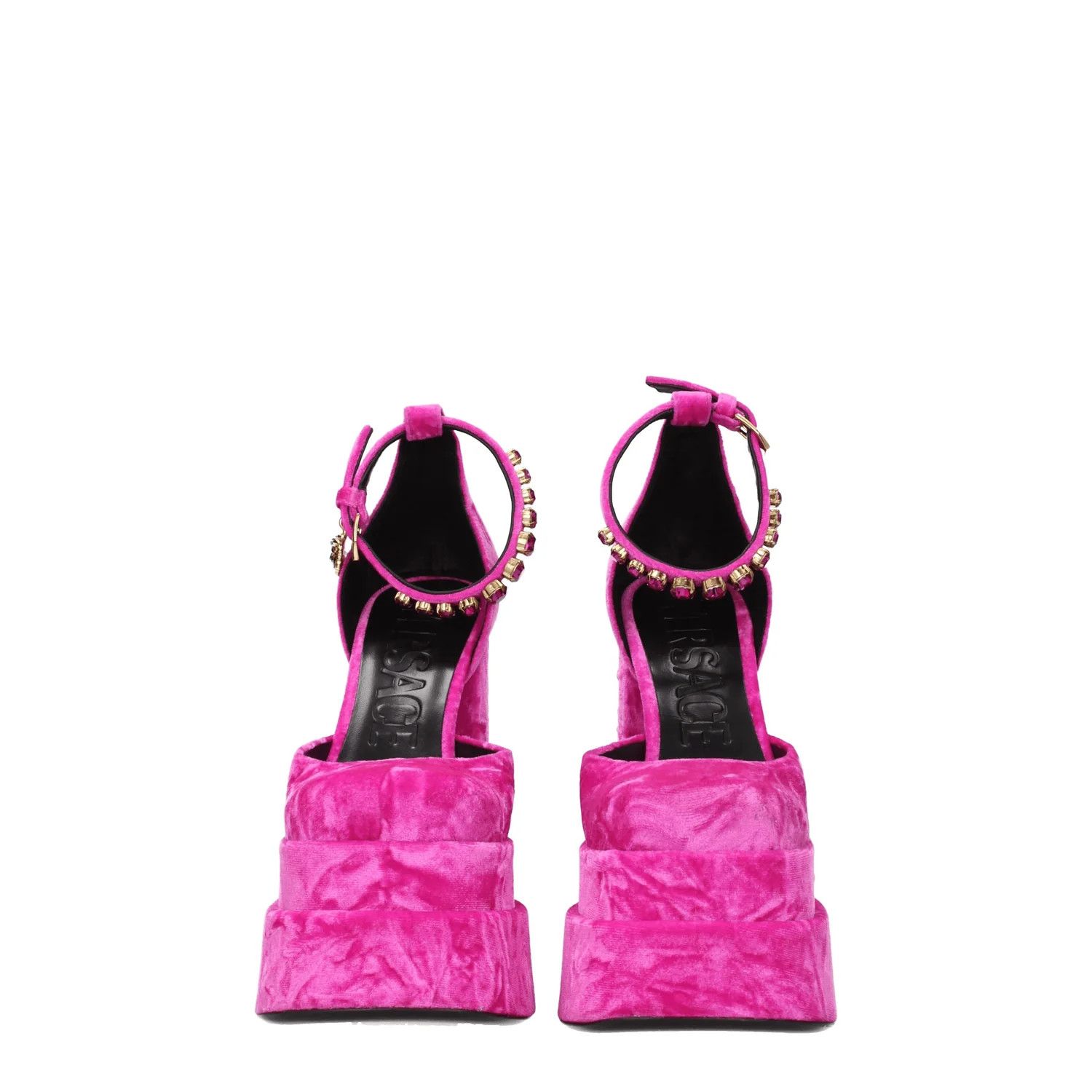 Versace ob1o1e0125 Velvet Sandals in Fuchsia Size US 8.5 / IT 38.5 - 3 Thumbnail