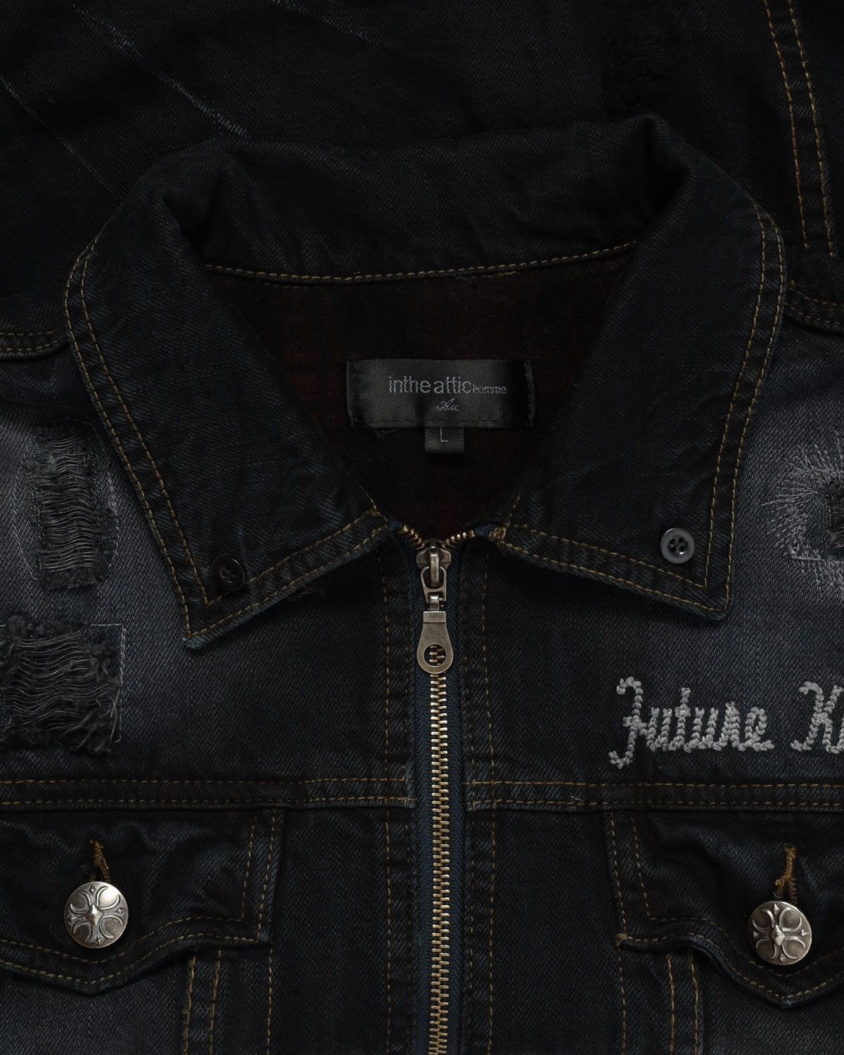 If Six Was Nine × Japanese Brand × Le Grande Bleu (L.G.B.) IN THE ATTIC distressed denim jacket Size US M / EU 48-50 / 2 - 3 Thumbnail