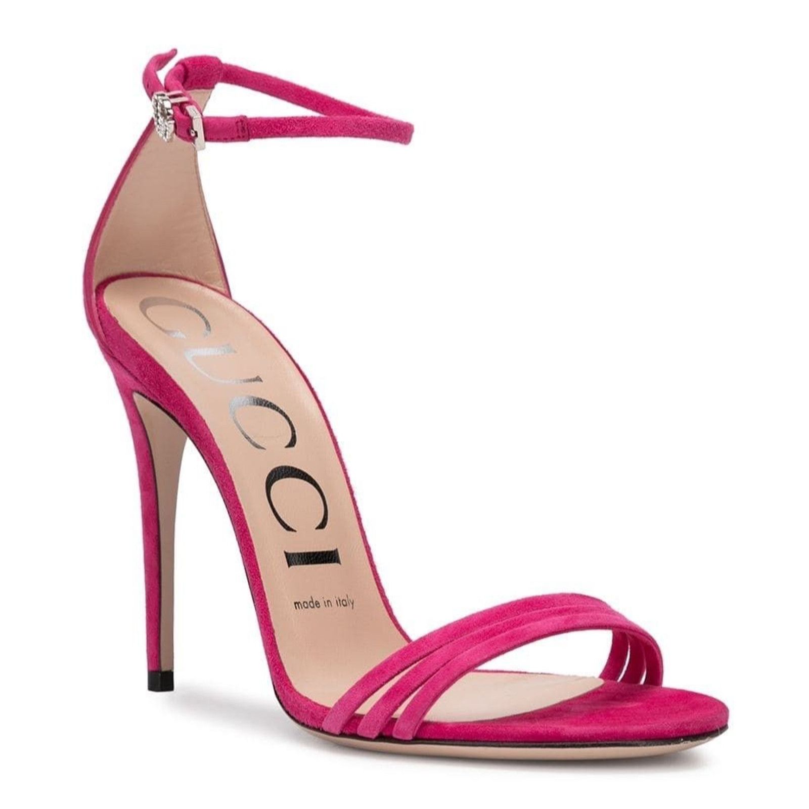 Gucci Gucci Ilse Bright Fuxia Pink Suede Crystal GG Logo Ankle Size US 6 / IT 36 - 1 Thumbnail