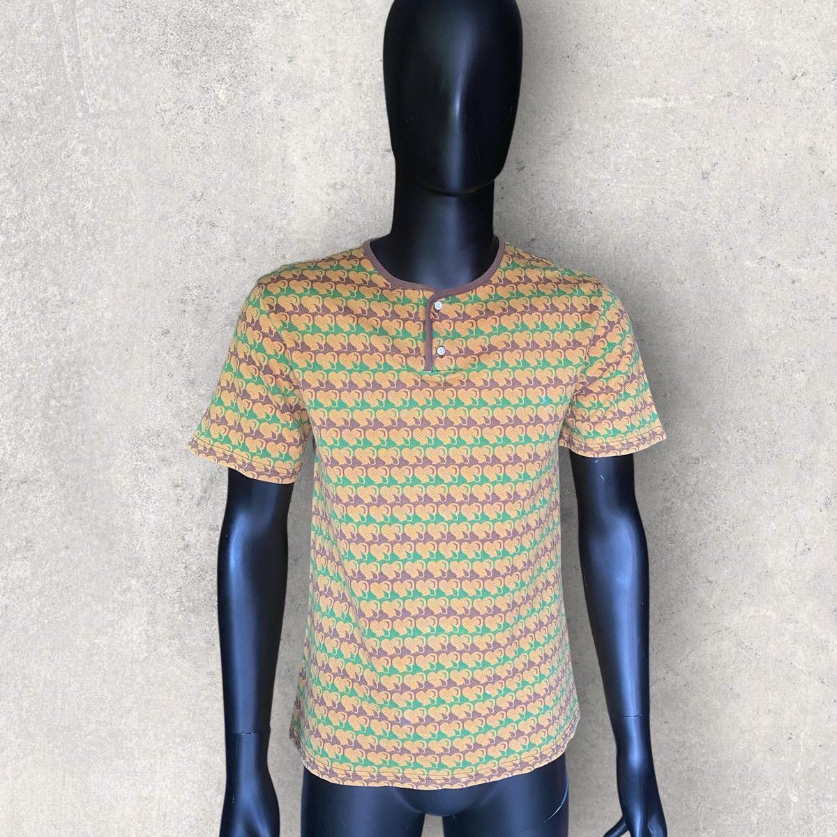 Number (N)ine 2003 Hearts Jacquard Henley neck T Shirt Size US S / EU 44-46 / 1 - 1 Thumbnail
