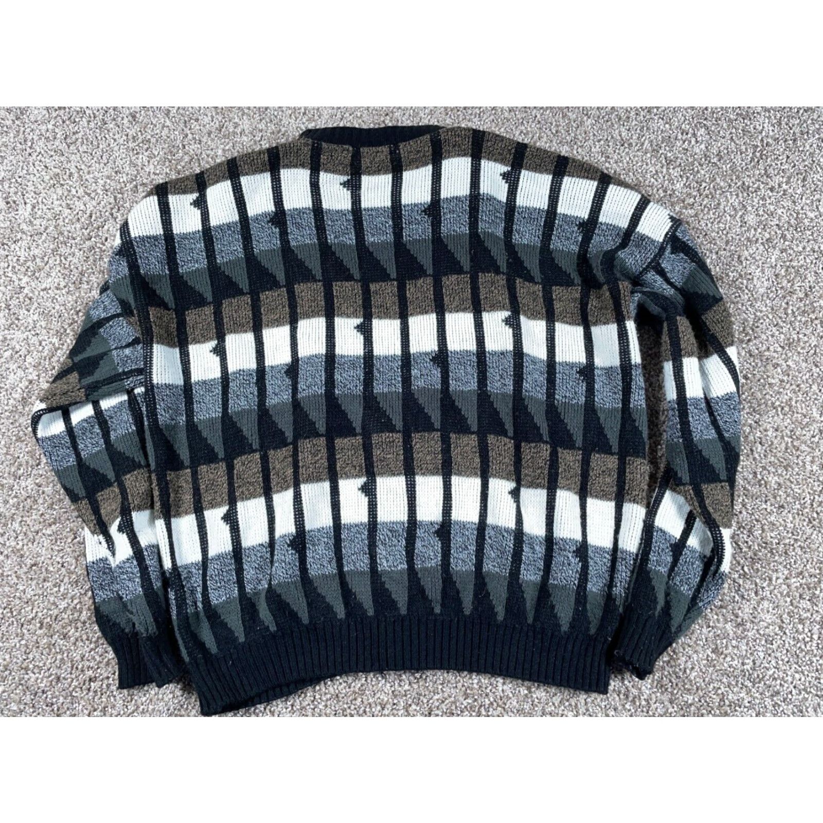 Area VINTAGE Area Men's XL Cardigan Sweater Geometric Pattern Knitted 80s Retro Hipster Black White Size US XL / EU 56 / 4 - 3 Thumbnail