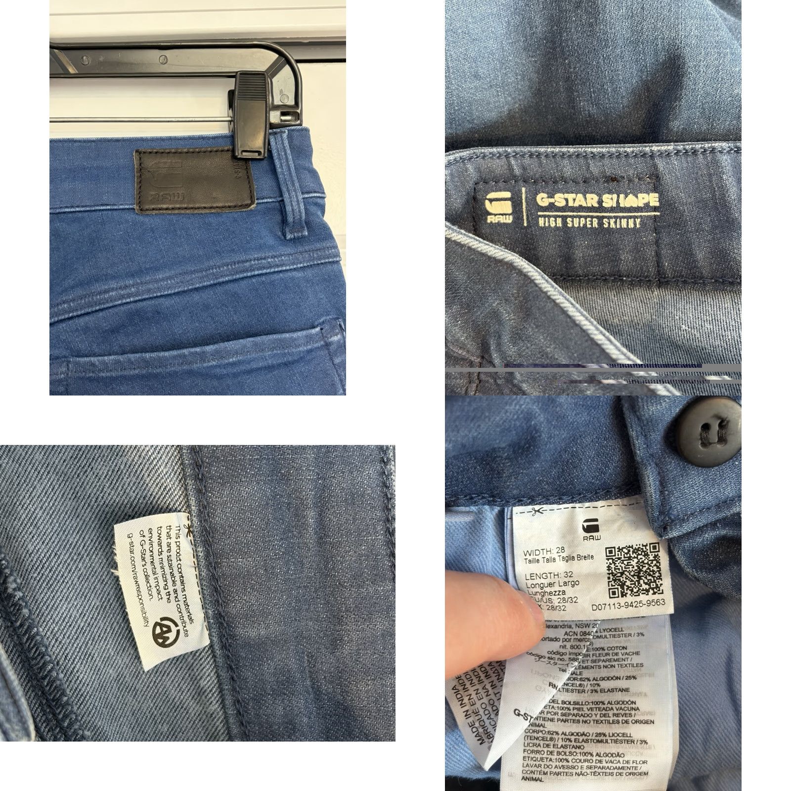 Vintage G-Star RAW Shape Jeans Womens Blue High Super Skinny Stretch Denim sz 28x32 Size 28" / US 6 / IT 42 - 8 Thumbnail