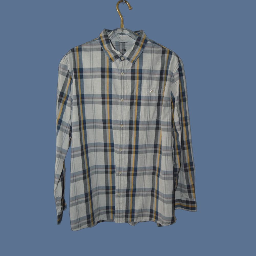 The North Face The North Face Men's Cotton Gray Plaid Long Sleeve Shirt XXL - Button-Up, Regular Fit, Chest Pockets, Cotton, Gray, Casual Shirt, Men Size US XXL / EU 58 / 5 - 1 Thumbnail
