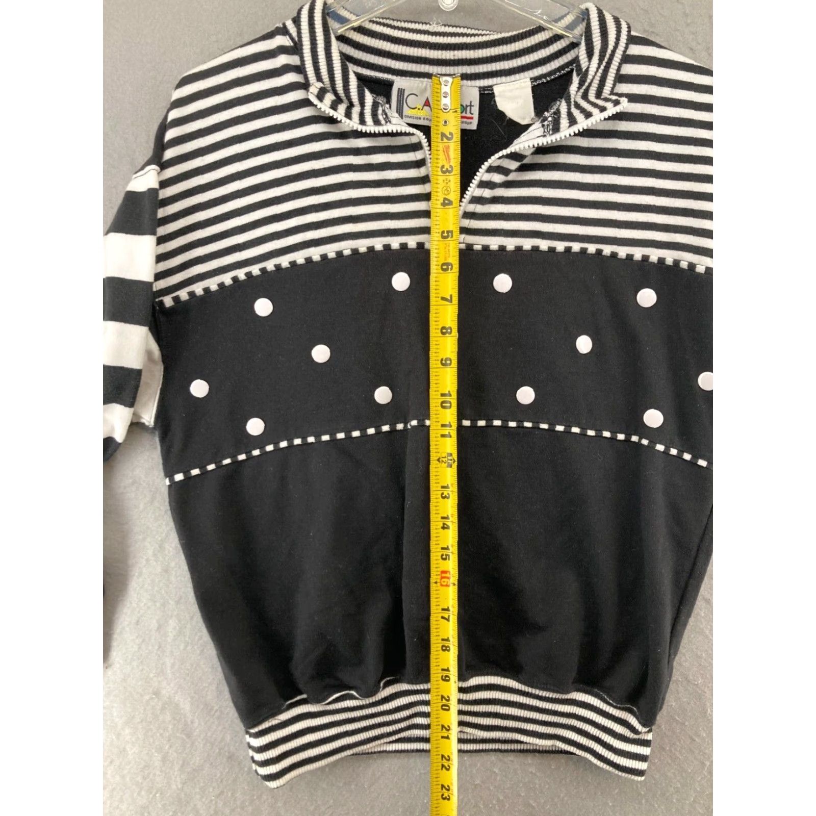 C&A VINTAGE C&A Pullover Shirt Womens Medium Black 90s 80s 1/4 Zip Polka Dot Balloon Sleeve Size M / US 6-8 / IT 42-44 - 3 Thumbnail