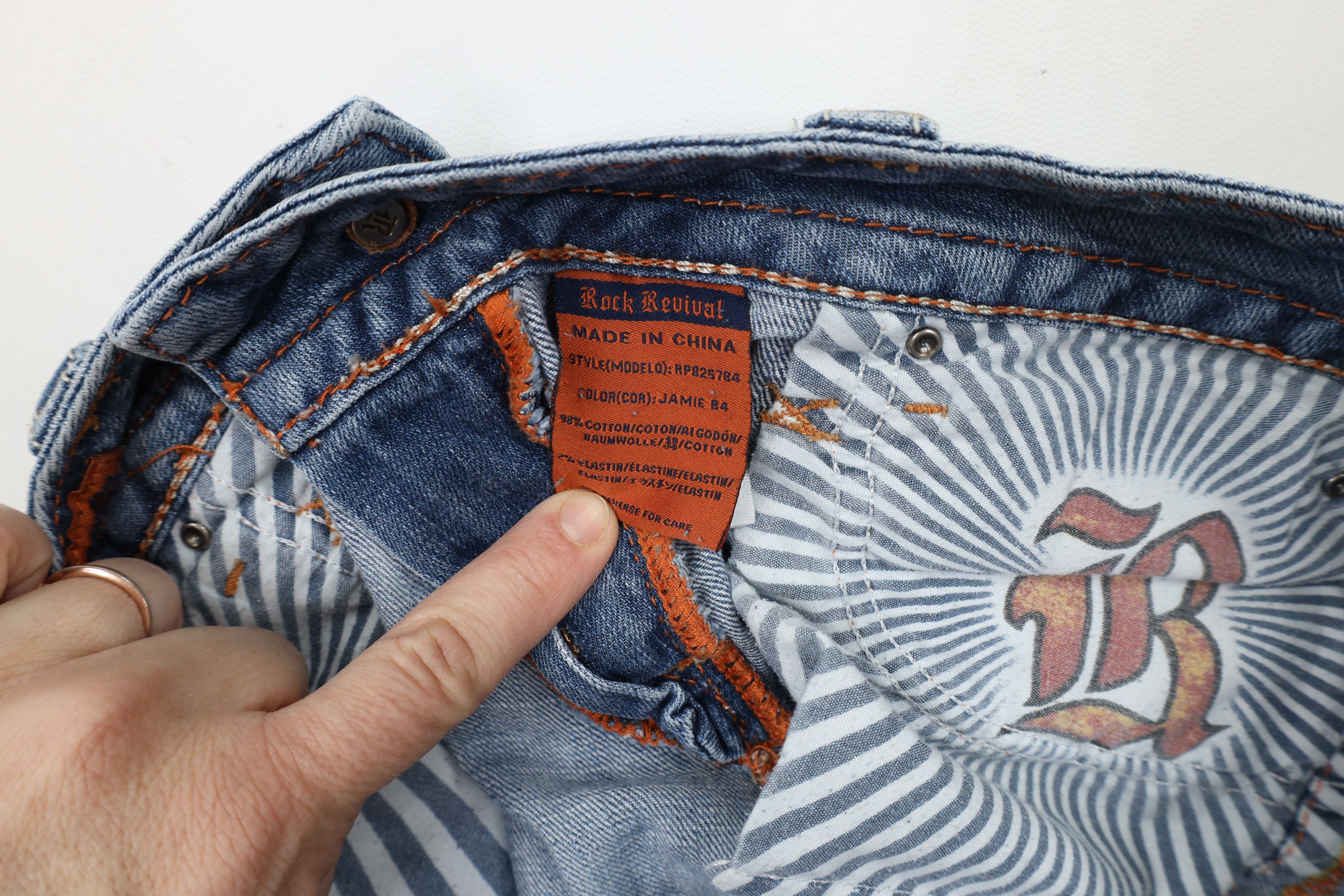 Rock Revival × Vintage Rock Revival Jeweled Jamie Boot Leg Flared Denim Jeans AS IS Size 31" - 9 Thumbnail