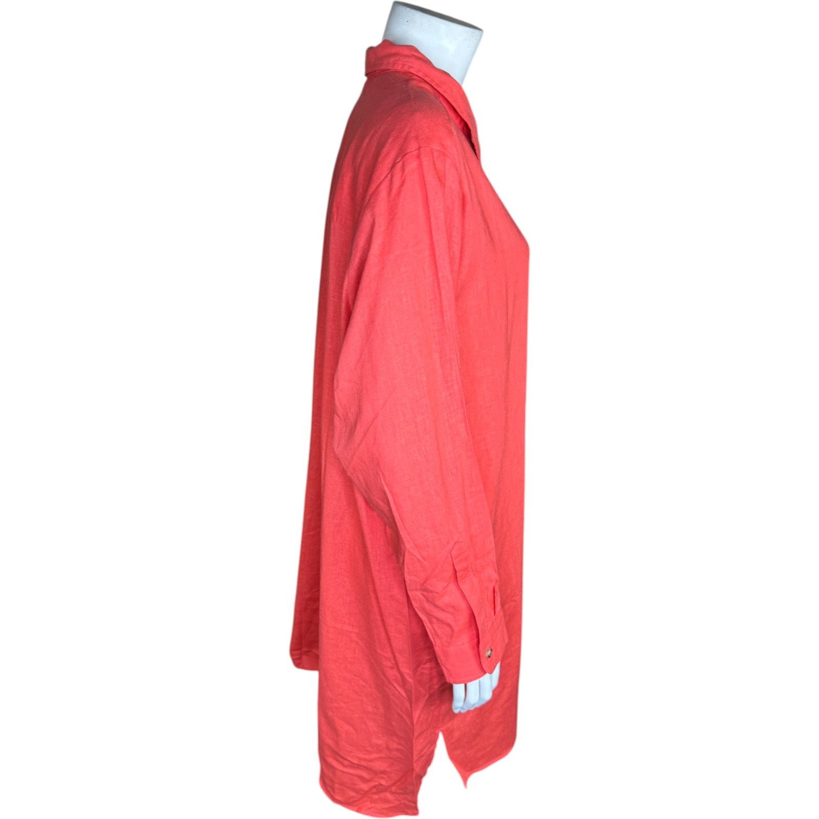 Other Encore Idina Menzel Coral Linen Blend Tunic Shirt Dress LP Size L / US 10 / IT 46 - 6 Thumbnail