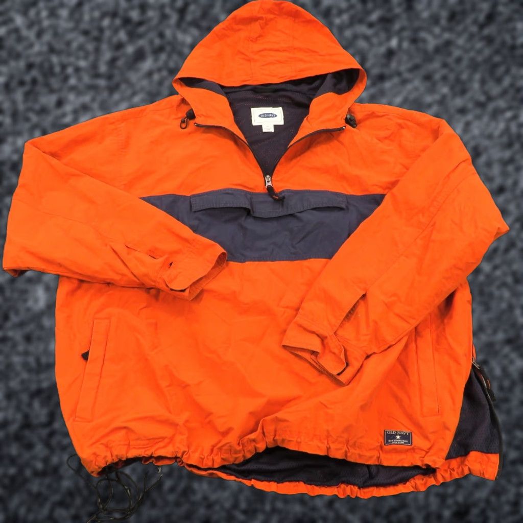 Old Navy VINTAGE Old Navy Jacket Mens 2XL Windbreaker Hooded Anorak Orange 90s Logo Zipper Pockets Soft Shell Nylon Wind-Resistant Size US XXL / EU 58 / 5 - 1 Thumbnail