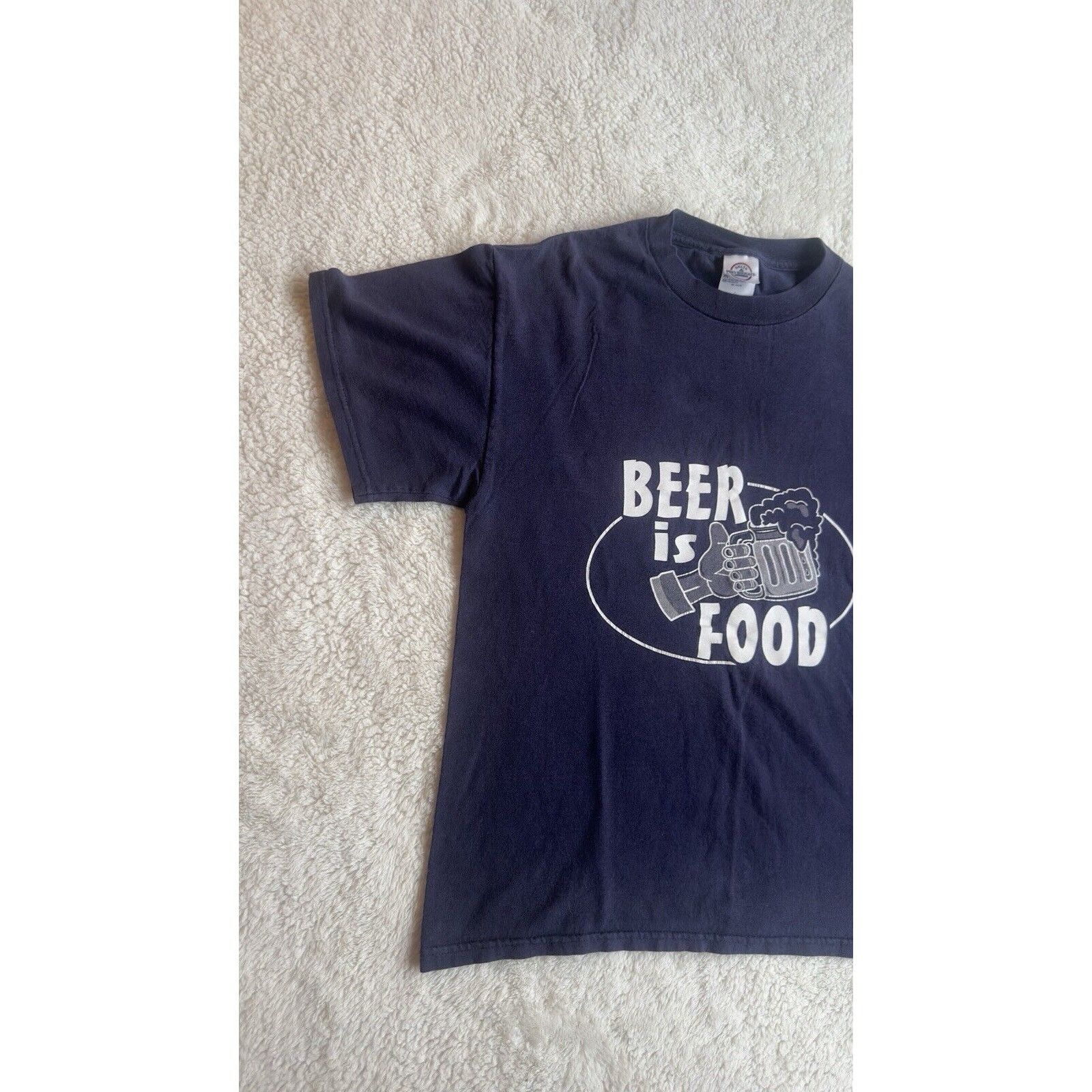 Delta Vtg Y2K Beer is Food Navy Graphic Shirt Delta Mens Sz M Size US M / EU 48-50 / 2 - 9 Thumbnail