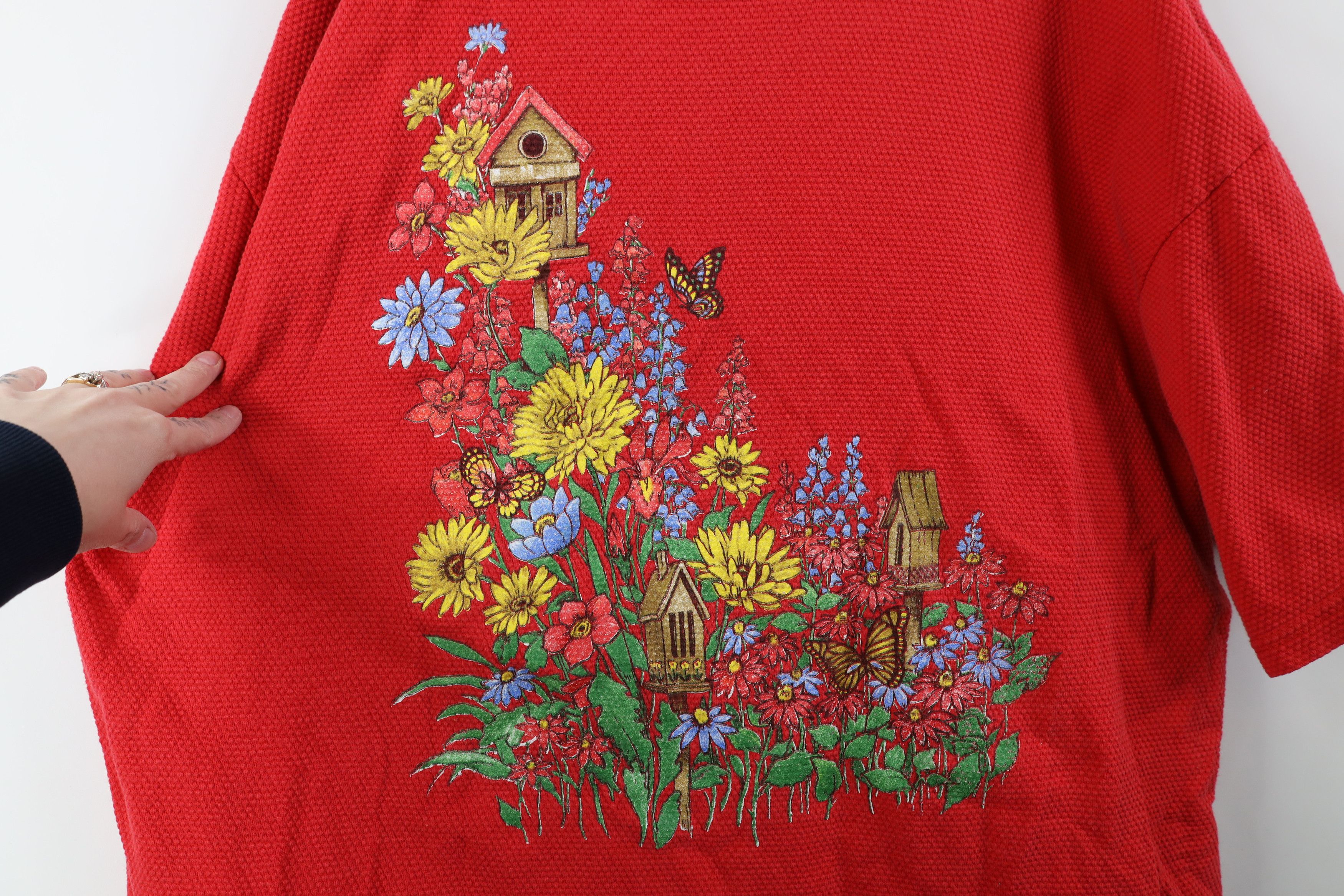 Vintage Vintage 90s Streetwear Knit Flower Butterfly T-Shirt USA Size 3XL / US 20-22 - 4 Thumbnail