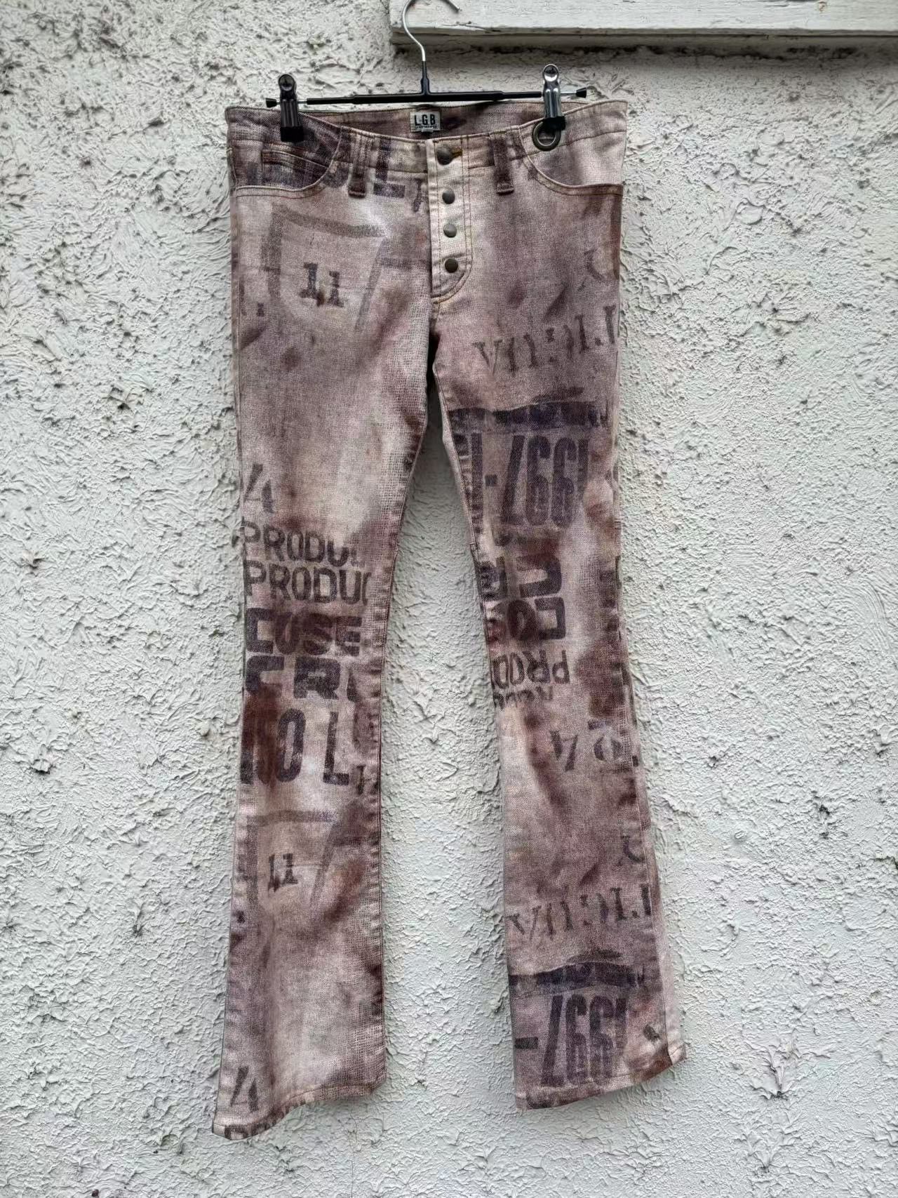 Japanese Brand × Le Grande Bleu (L.G.B.) l.g.b. japanese brand vhs print distressed denim pants Size 29" - 2 Thumbnail