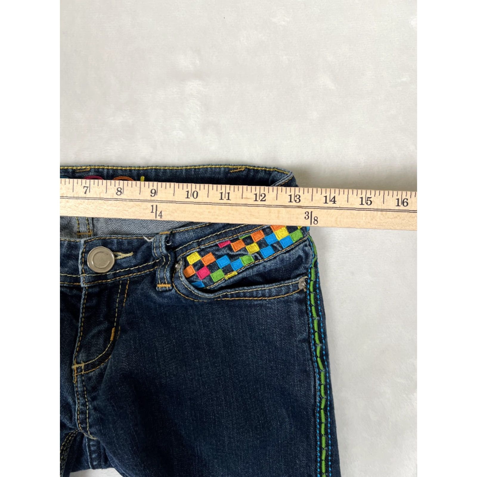 Coogi COOGI Jeans Slim Straight 1/2 Juniors Blue Dark Wash Embroidered 5-Pocket Denim Size 25" / US 0 / IT 36 - 7 Thumbnail