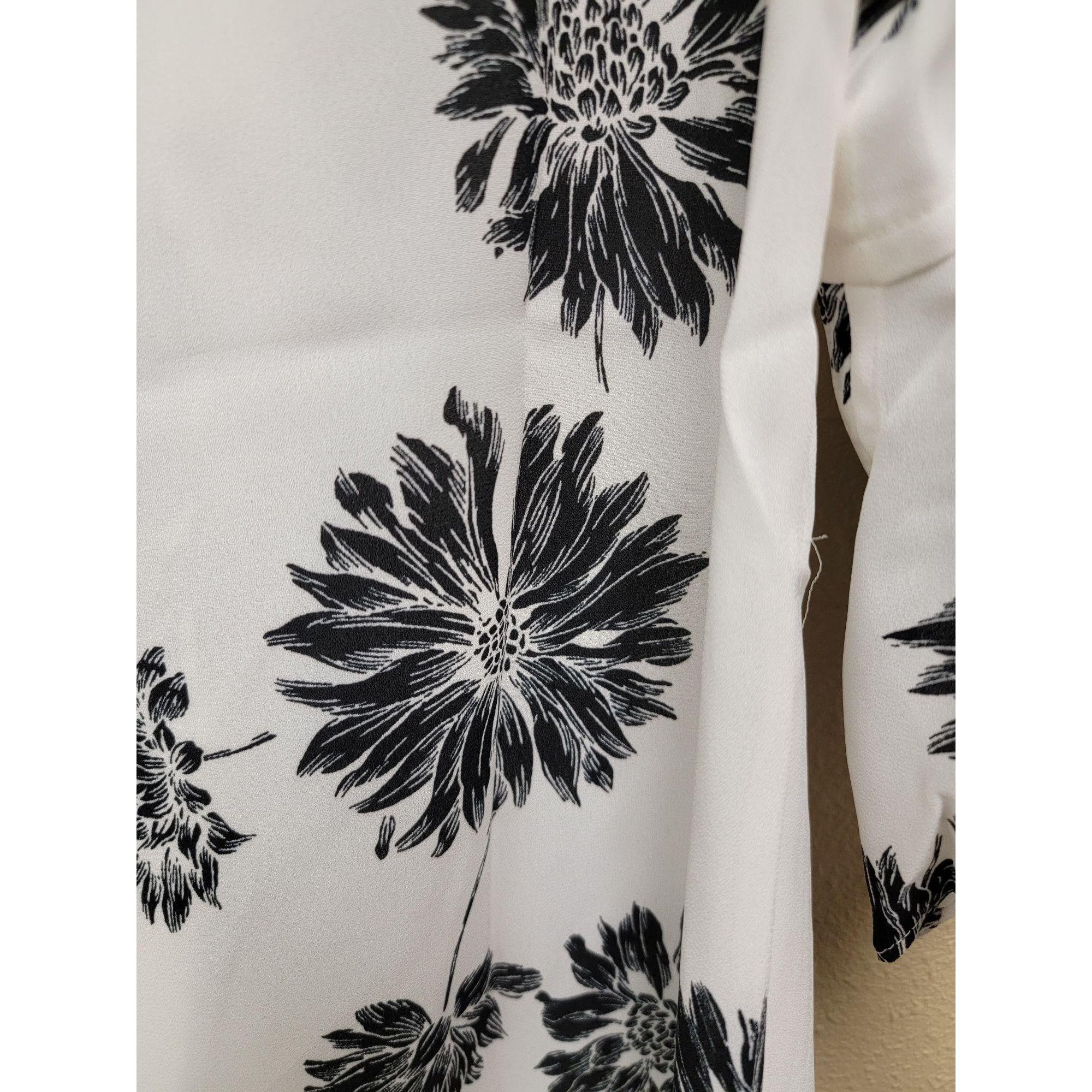 Vince Camuto Vince Camuto Pearl Ivory Floral Print Blouse With Ruffle Sle Size S / US 4 / IT 40 - 4 Thumbnail