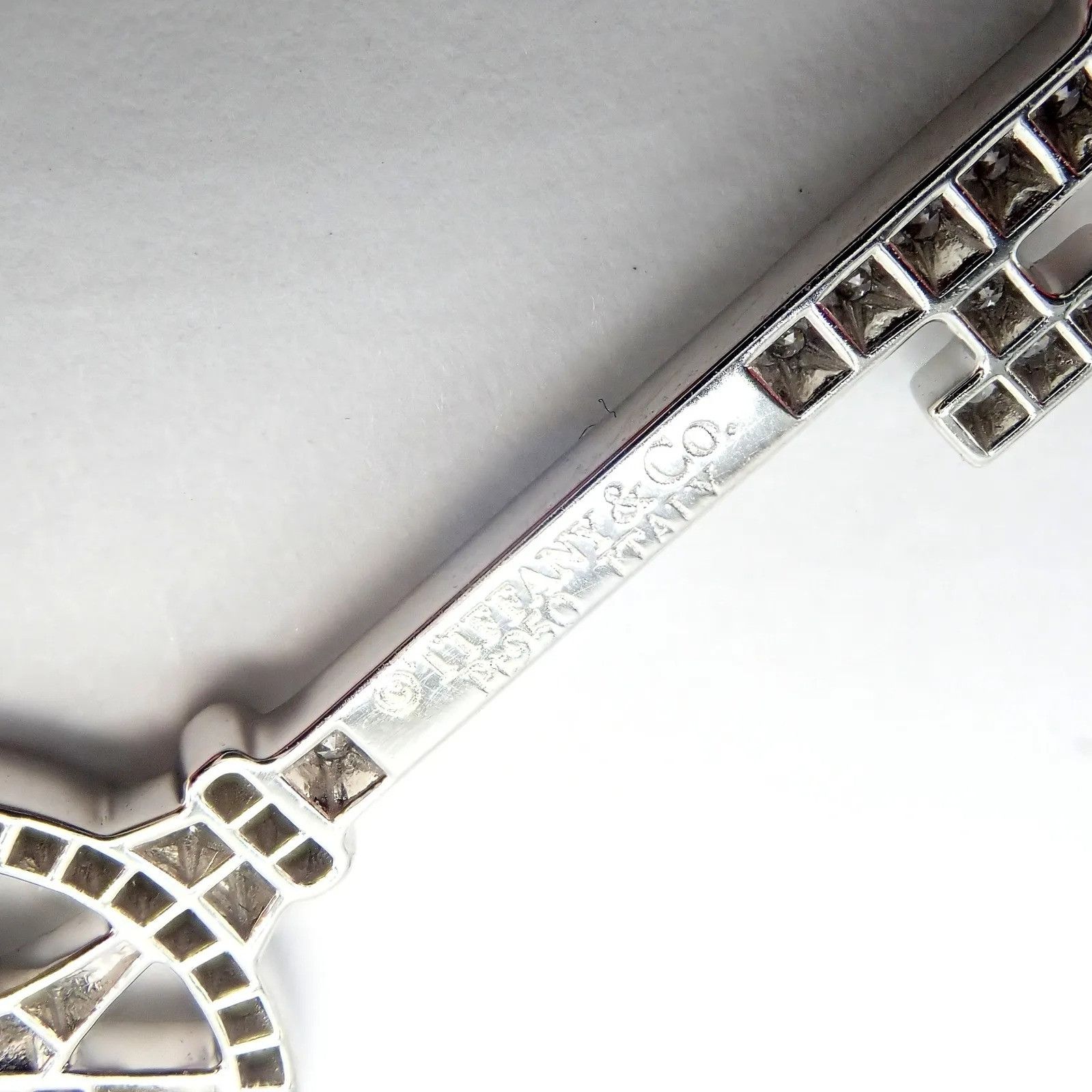 Tiffany & Co Platinum Diamond Key Star Pendant Necklace