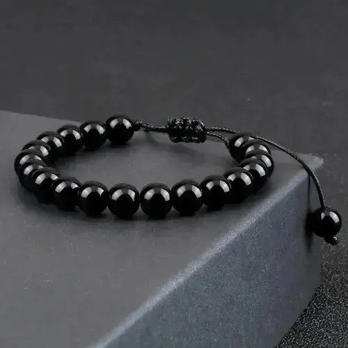 Other Beaded Bracelet Handmade Natural Stone Shiny Black Size ONE SIZE - 2 Thumbnail