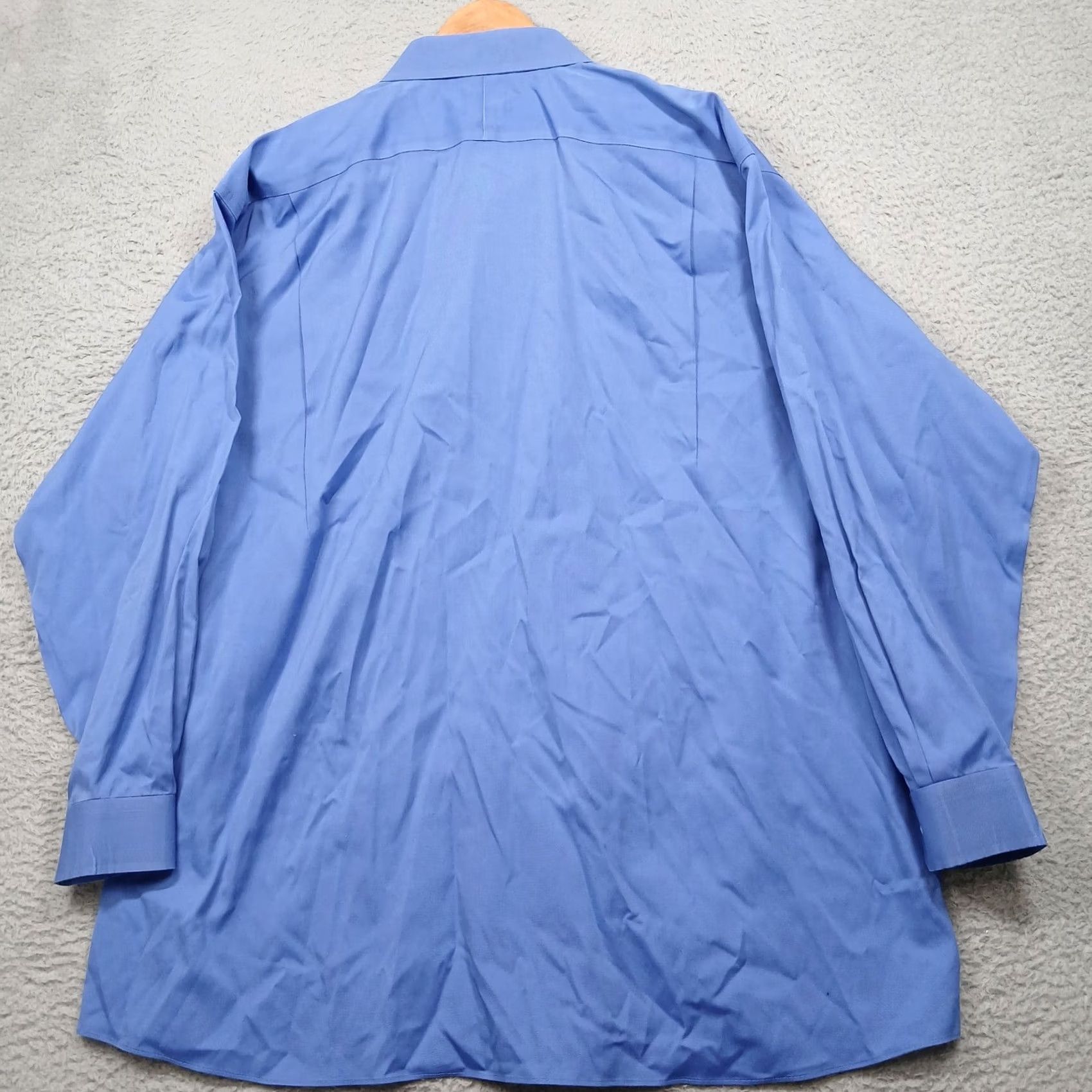 Jos. A. Bank Jos A Bank Traveler Dress Shirt Mens 18.5 35 Blue 100% Cotton Wrinkle Free Classic Fit Long Sleeve Button-Down Chest Pocket Size 48R - 3 Thumbnail