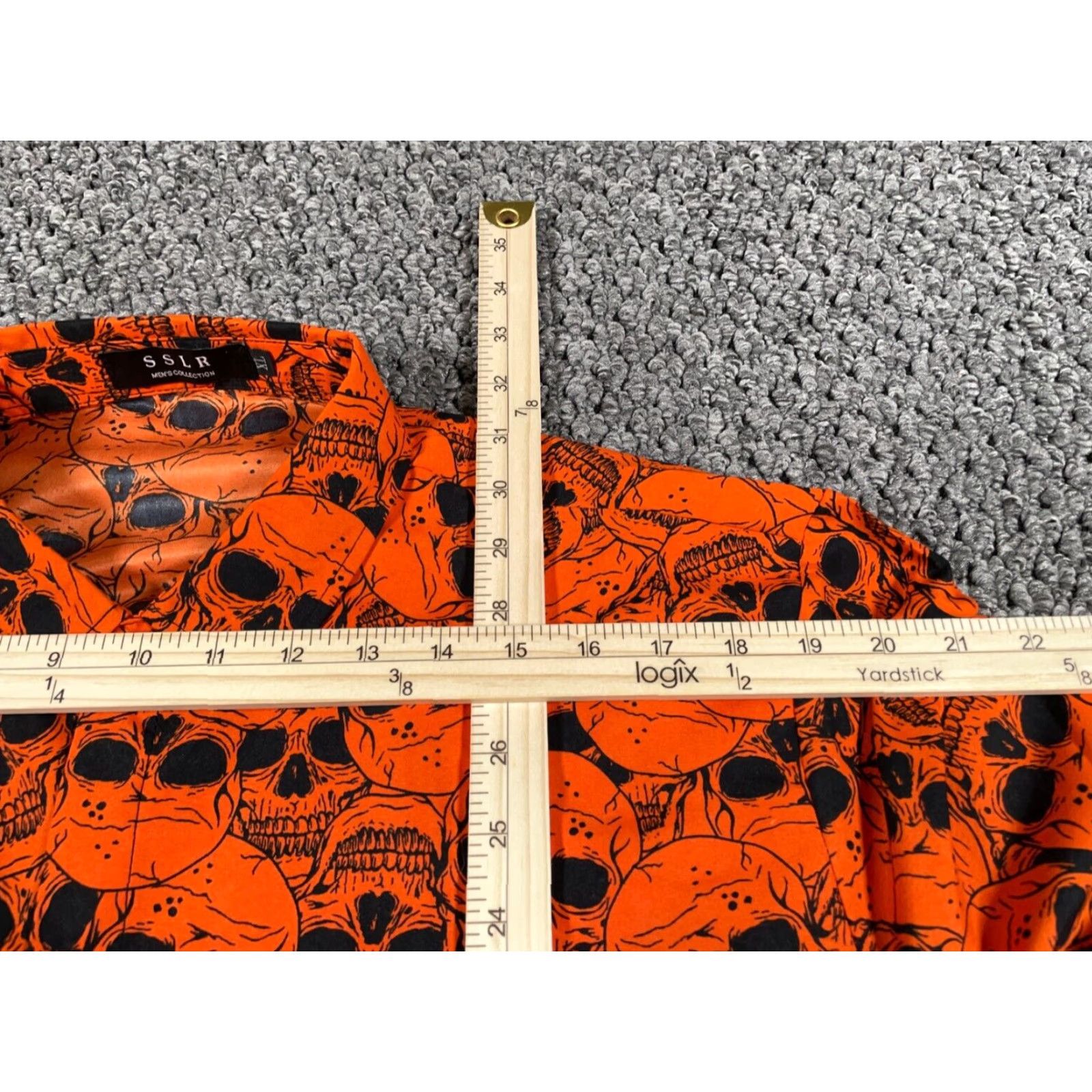 Etro VINTAGE Sslr Skull Print Shirt Adult XL Orange Black Geometric Grunge Retro Guitar Mens Button-Up Short Sleeve Poliester Size US XL / EU 56 / 4 - 8 Thumbnail