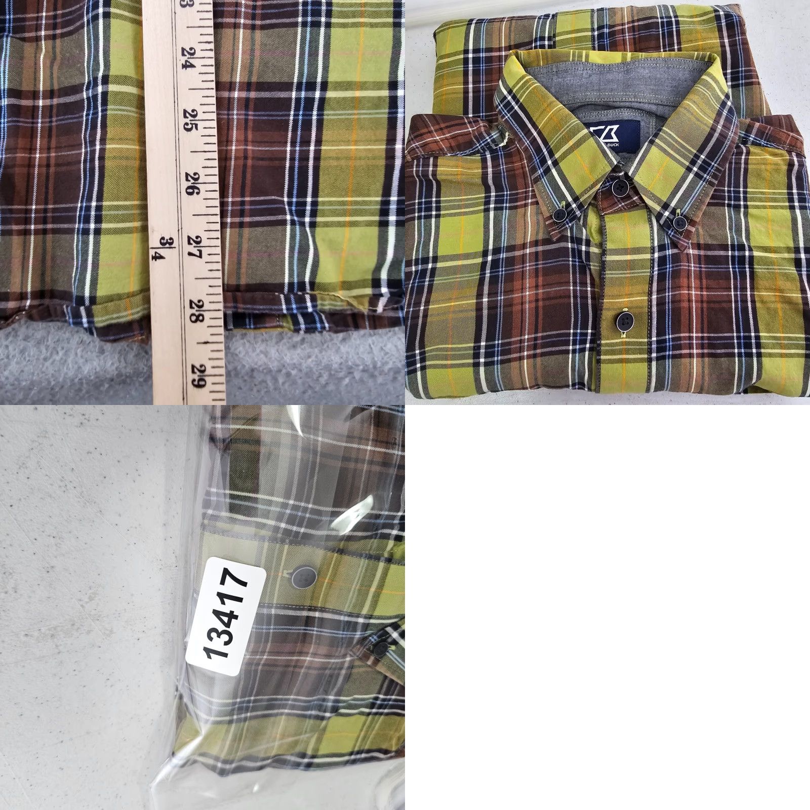 Cutter & Buck Cutter & Buck Shirt Mens Small Green Brown Plaid Button Up Long Sleeve Casual Formal Workwear Size US S / EU 44-46 / 1 - 8 Thumbnail
