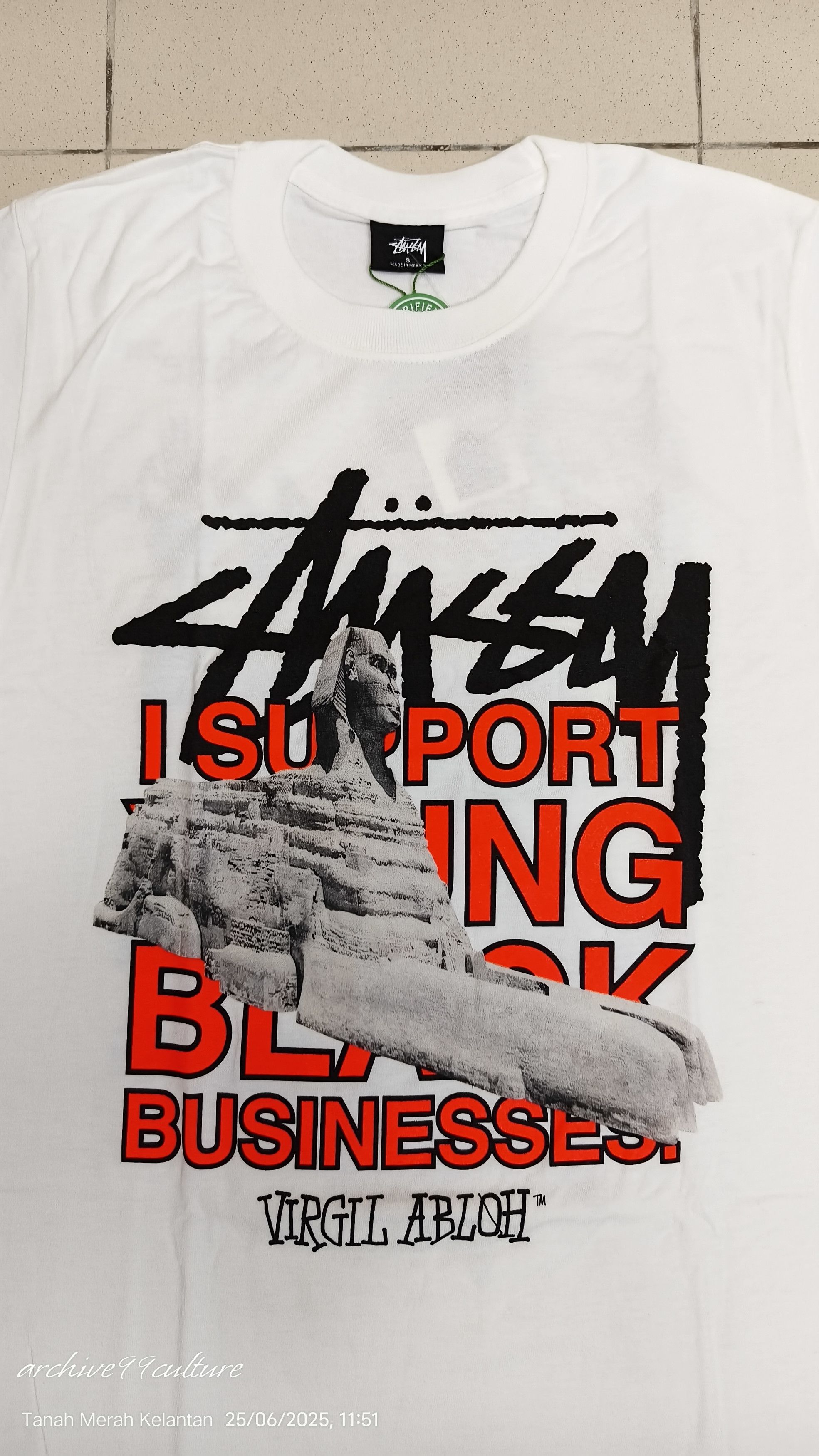 Off-White Fw20 Stussy Virgil Abloh 40th Anniversary World Tour Tee Size US S / EU 44-46 / 1 - 6 Thumbnail