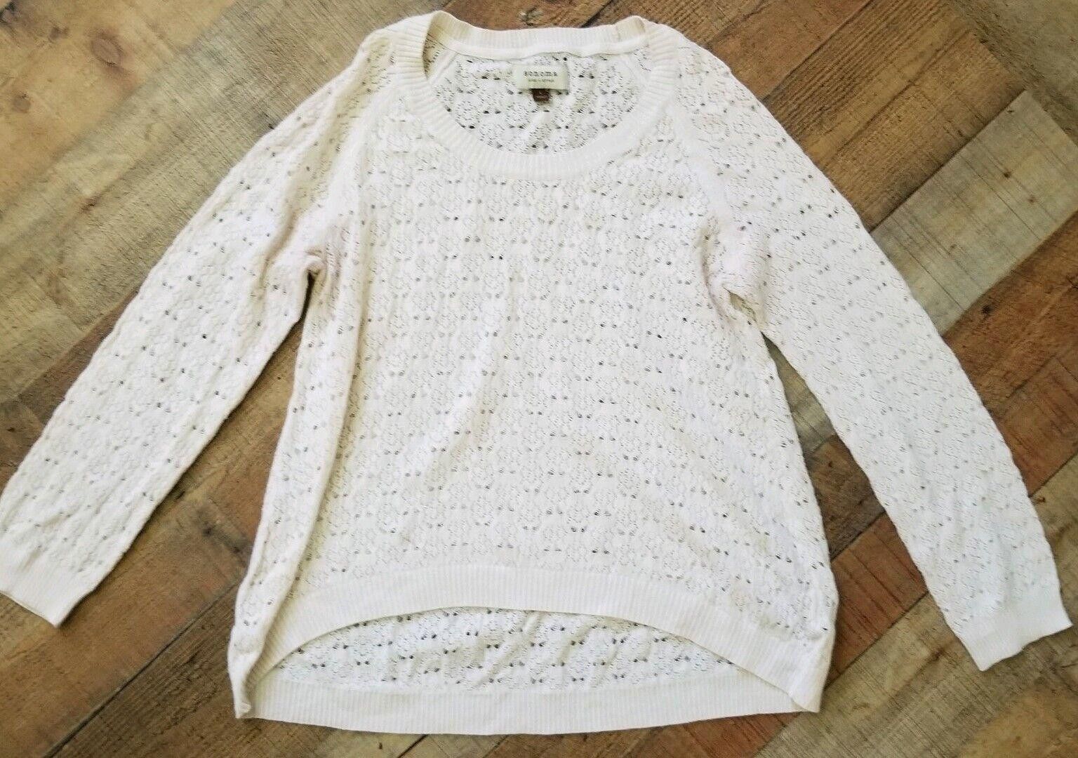 Sonoma Sonoma Sweater Large Crochet Creamy Pink Scoop Neck Long Size L / US 10 / IT 46 - 3 Thumbnail