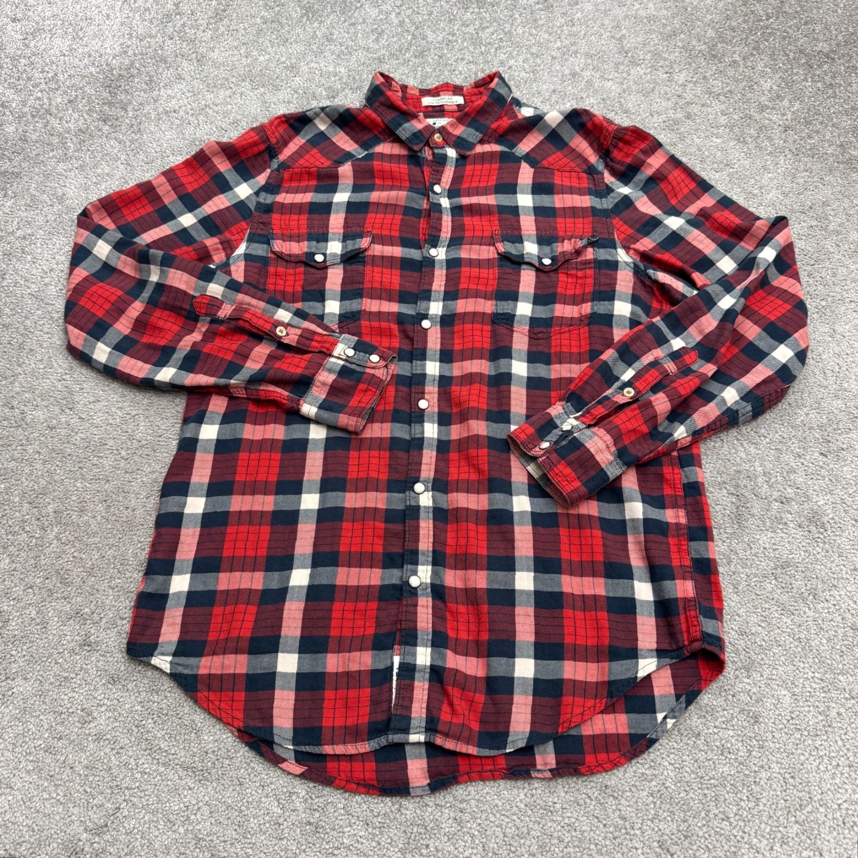 Lucky Brand Lucky Brand Button-Up Shirt Plaid Flannel Mens M Red Classic Short Summary Size US M / EU 48-50 / 2 - 2 Thumbnail
