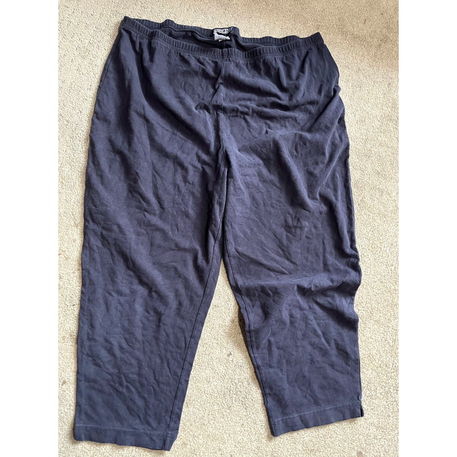 Lands' End Lands End Pants Womens 1X Wide-Leg Navy Knit Pockets Pull On Size 40" / US 18 - 2 Thumbnail