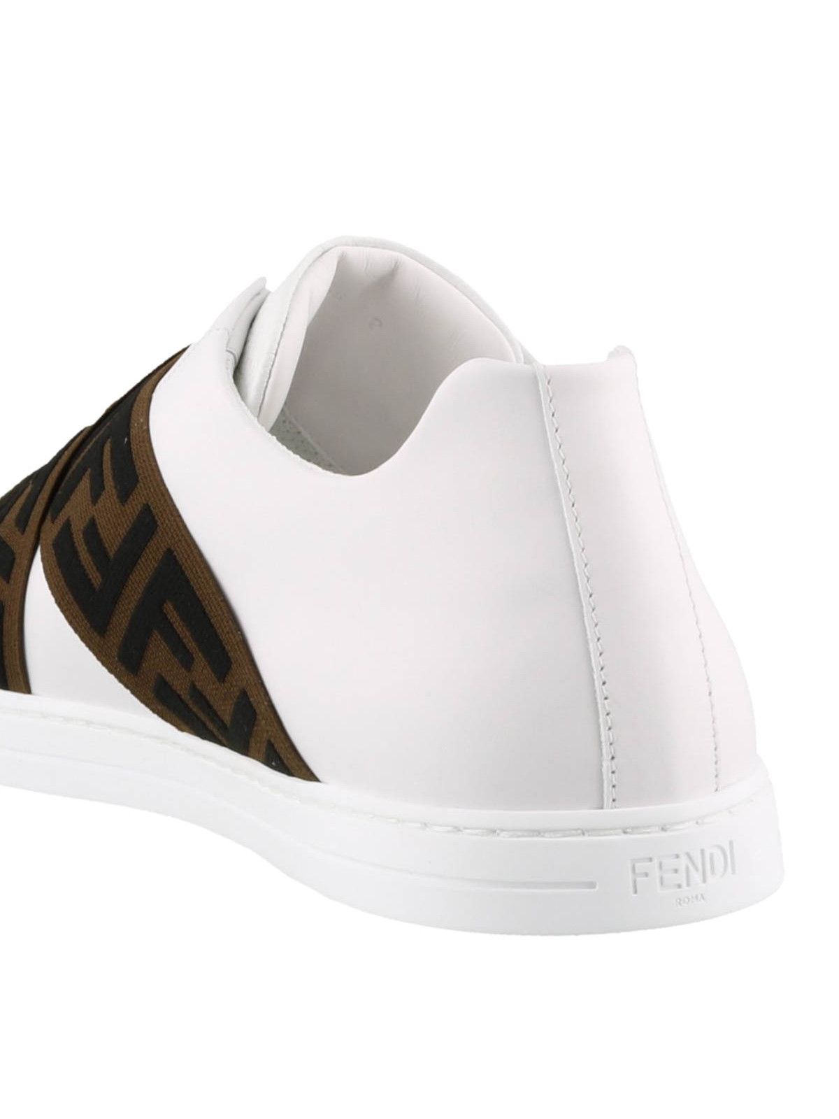 Fendi o1s1wg111224 Crossover Band Leather Sneakers Size US 7 / IT 37 - 4 Thumbnail