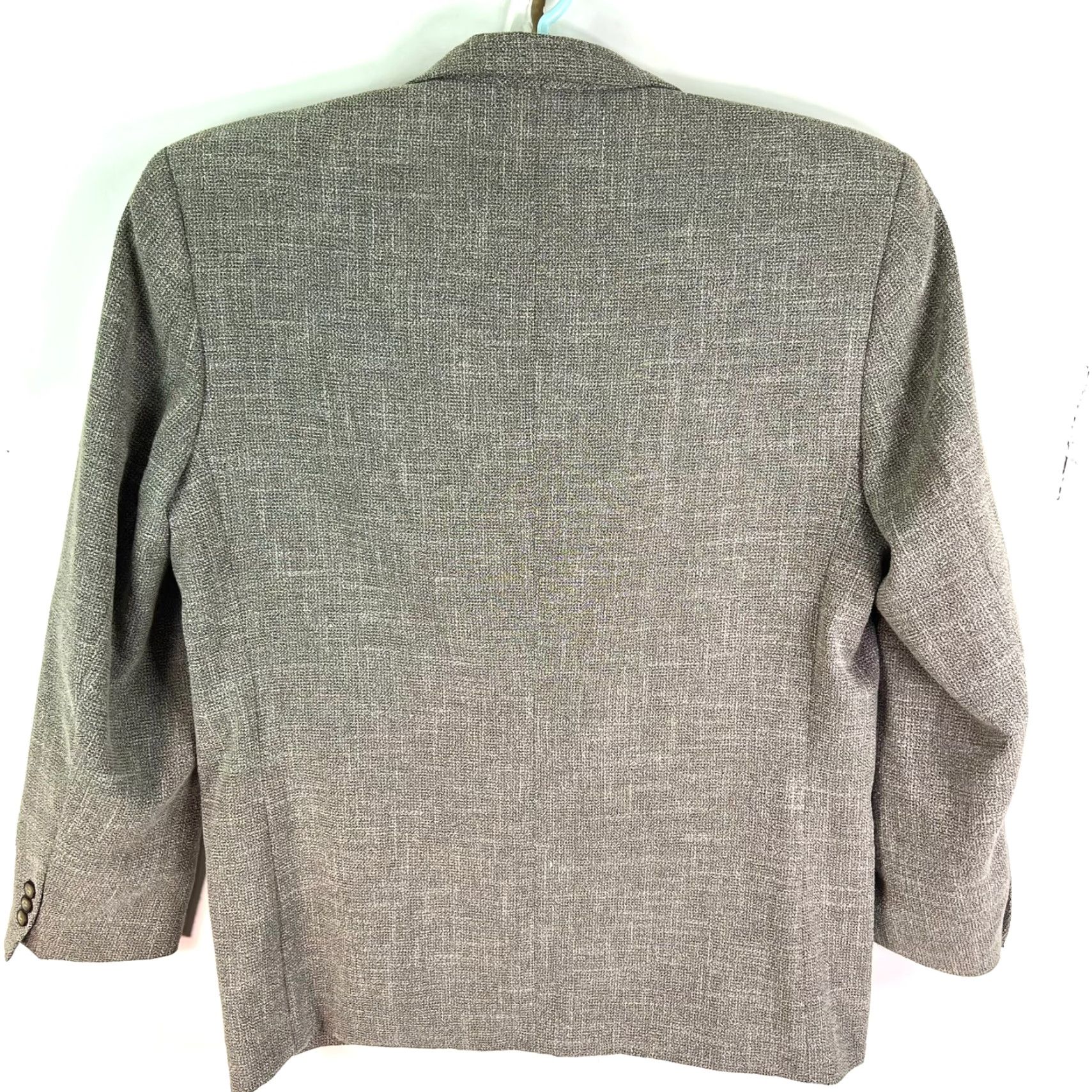 Vintage Jay Jacobs Blazer Shirt Mens 2XL Gray Tweed Texture Notch Single-Breasted Three-Button Jacket Casual Business Party/Cocktail Travel Sports Size 48R - 6 Thumbnail