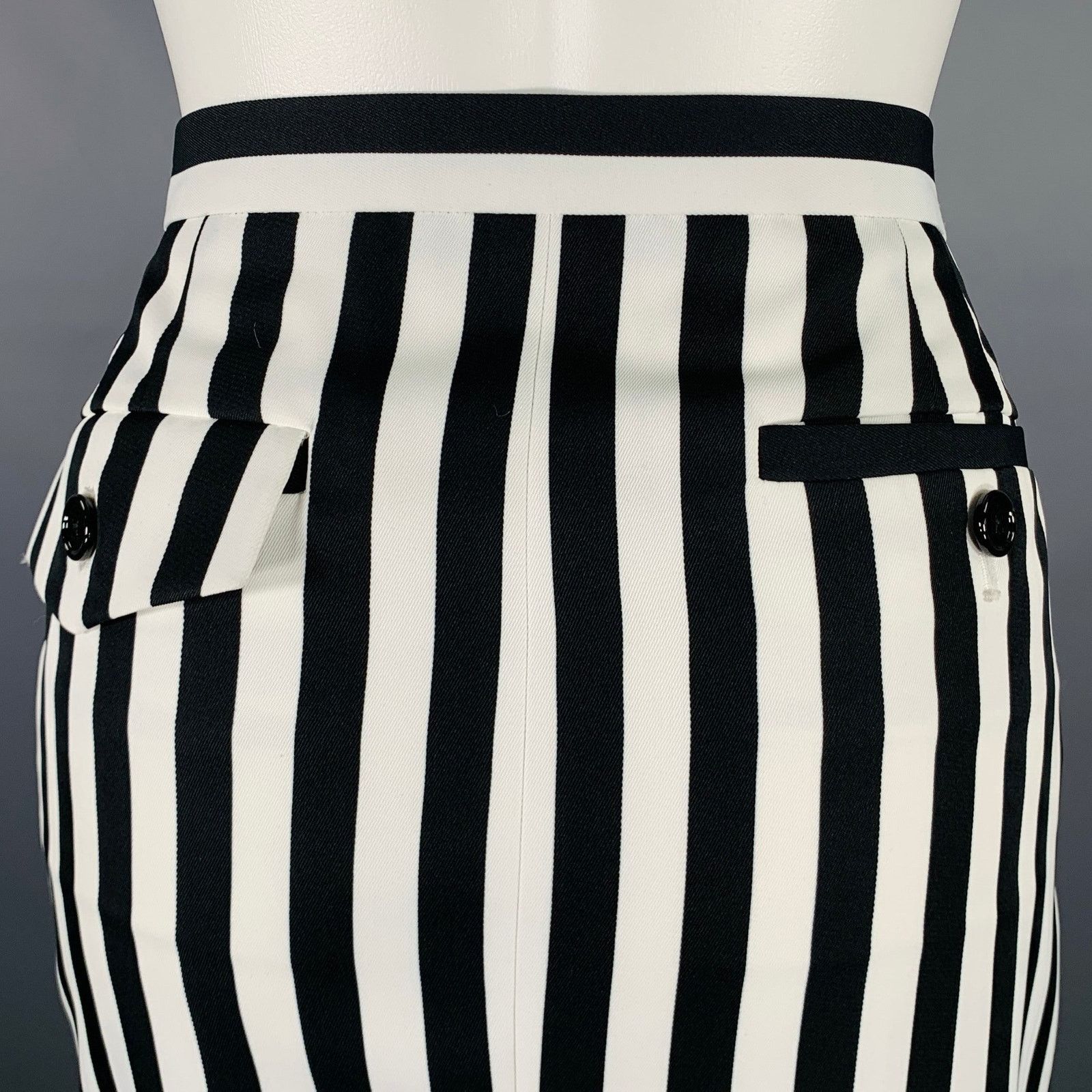 Marc Jacobs MARC JACOBS Size 6 Black White Polyester Stripe Pencil Skirt Size 28" / US 6 / IT 42 - 3 Thumbnail