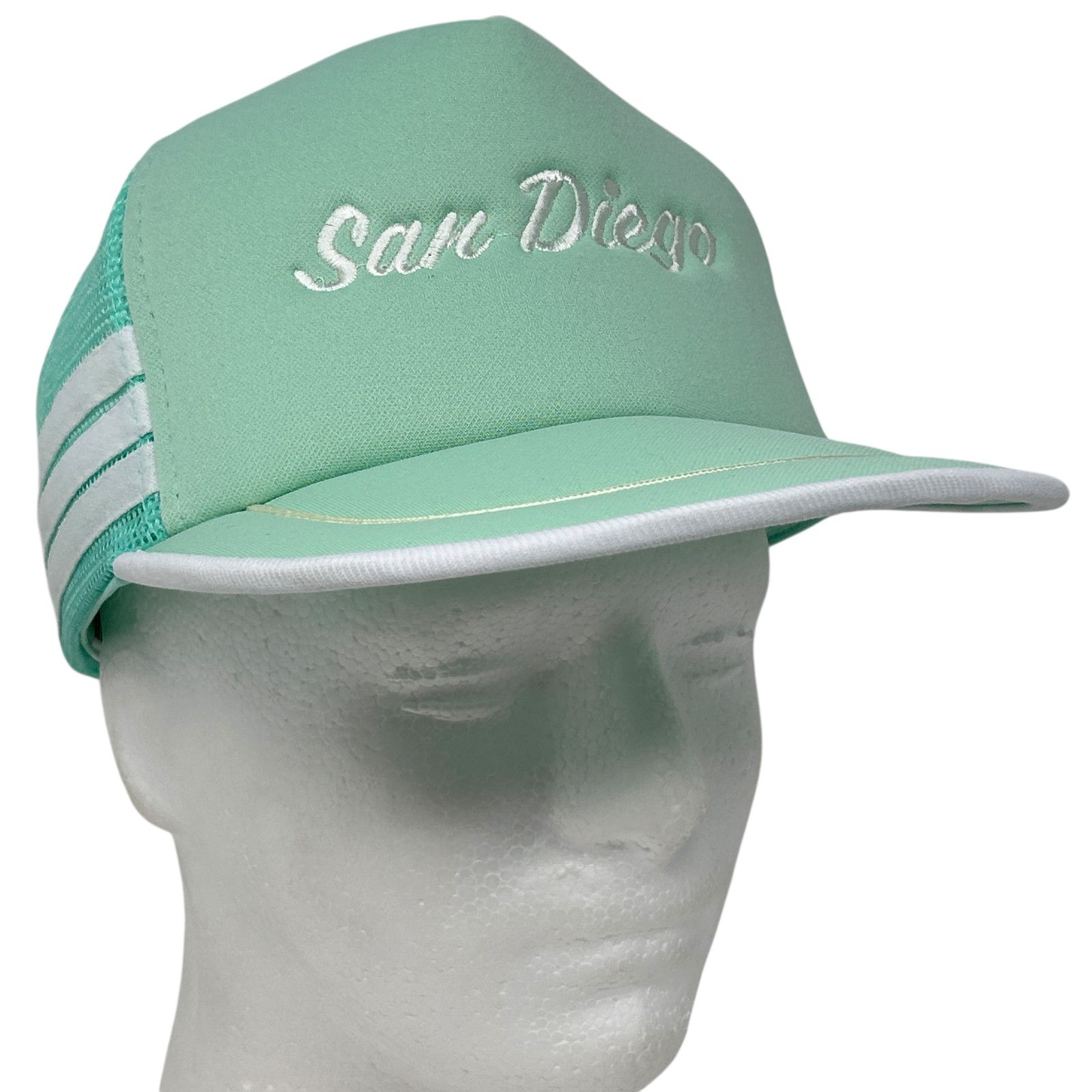 Vintage Vintage San Diego 3 Stripe Trucker Hat Cap Green 80s Size ONE SIZE - 1 Thumbnail